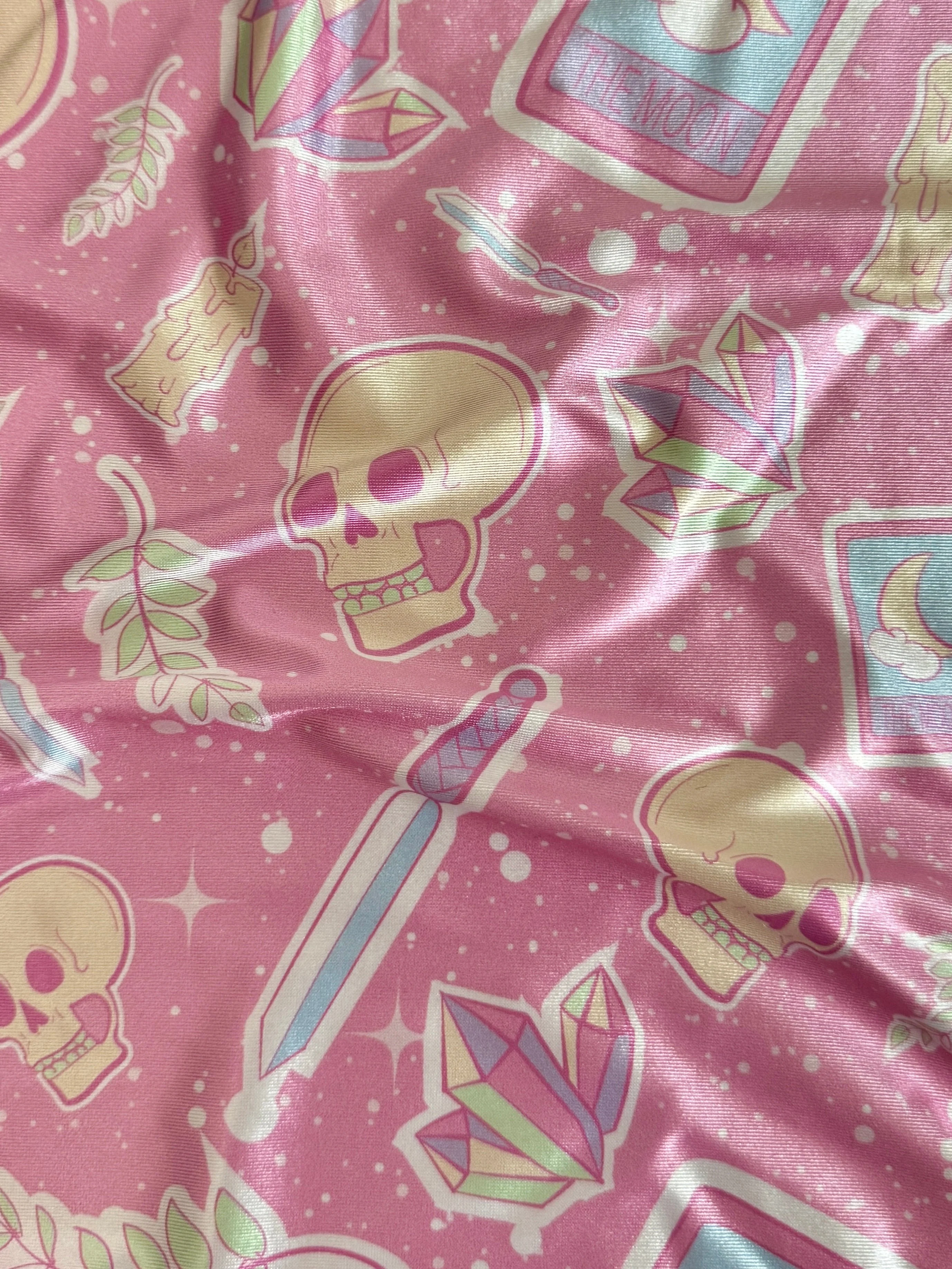 Blush Skull Tarot Print Nylon Spandex - Image 2