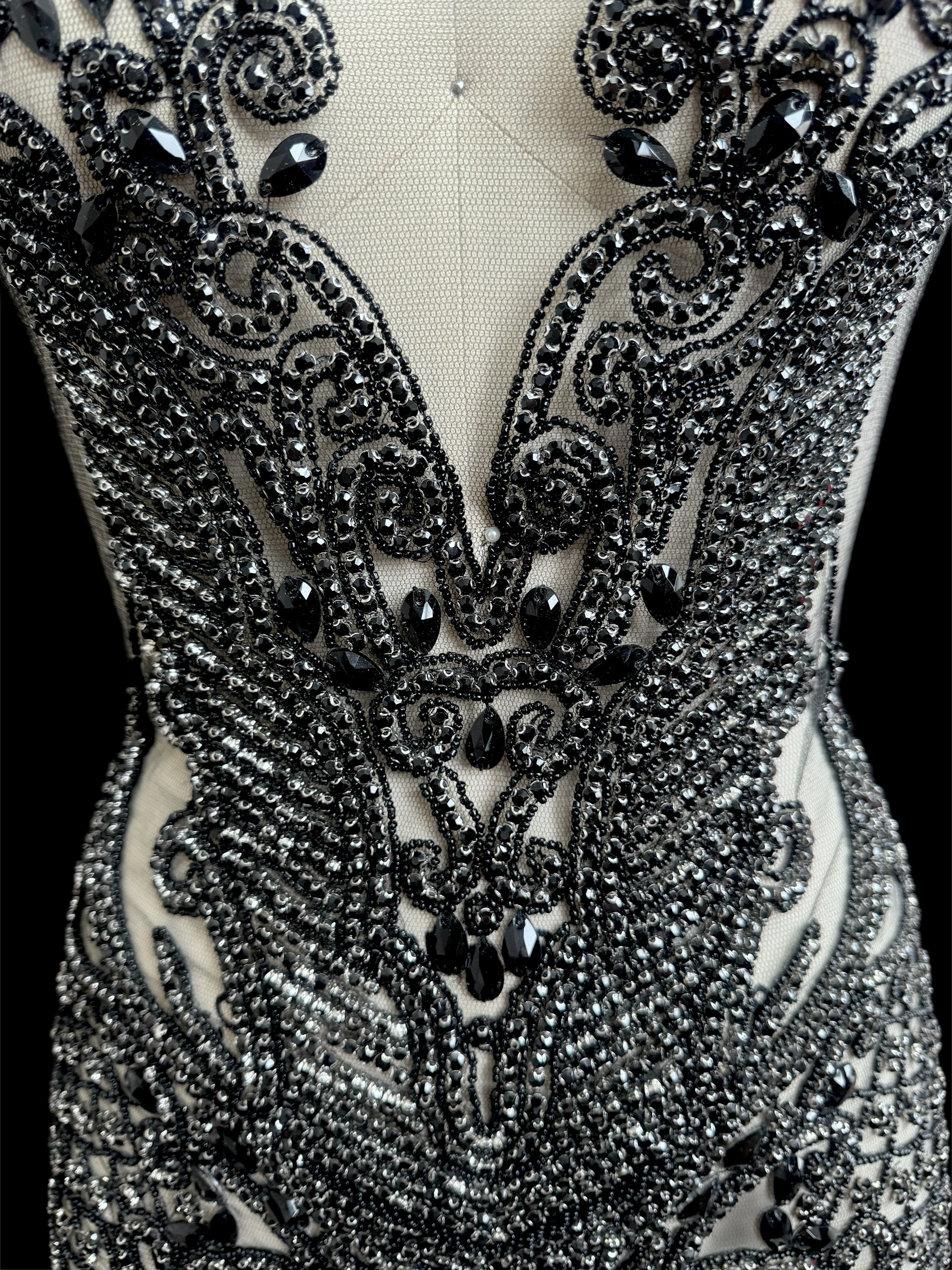 Brenda Black Rhinestone Bodice Applique - Image 2
