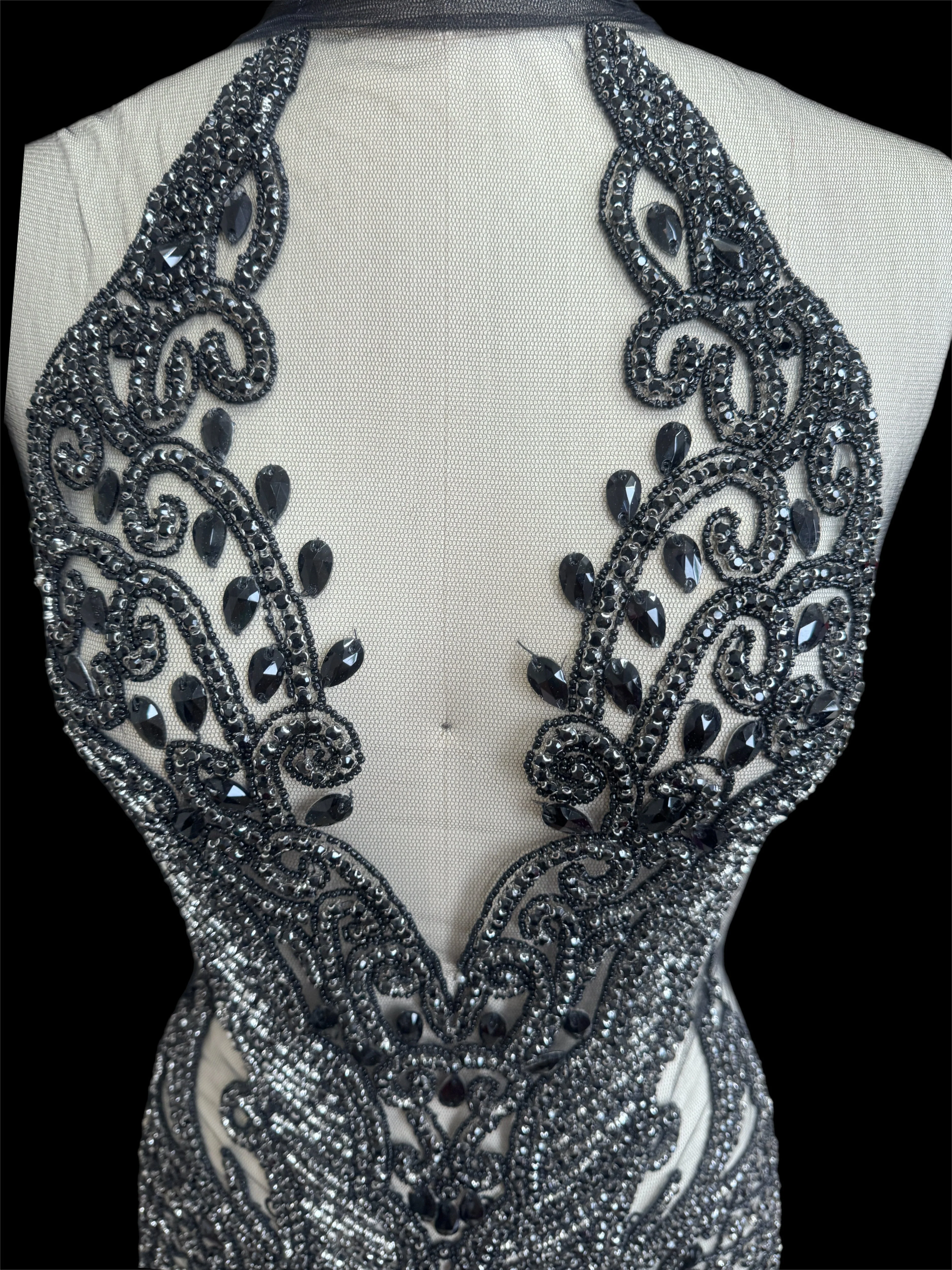 Brenda Black Rhinestone Bodice Applique - Image 3