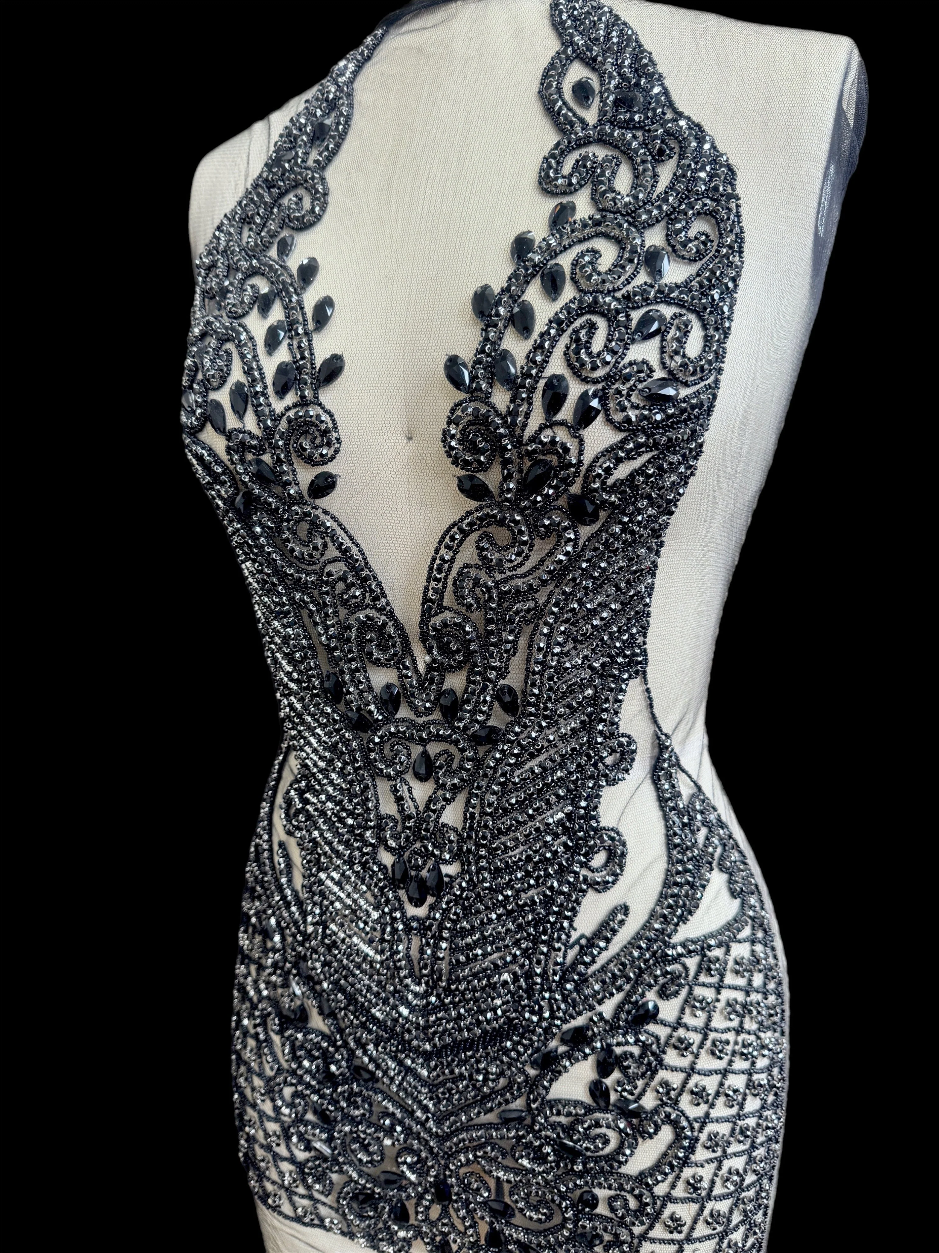 Brenda Black Rhinestone Bodice Applique - Image 4