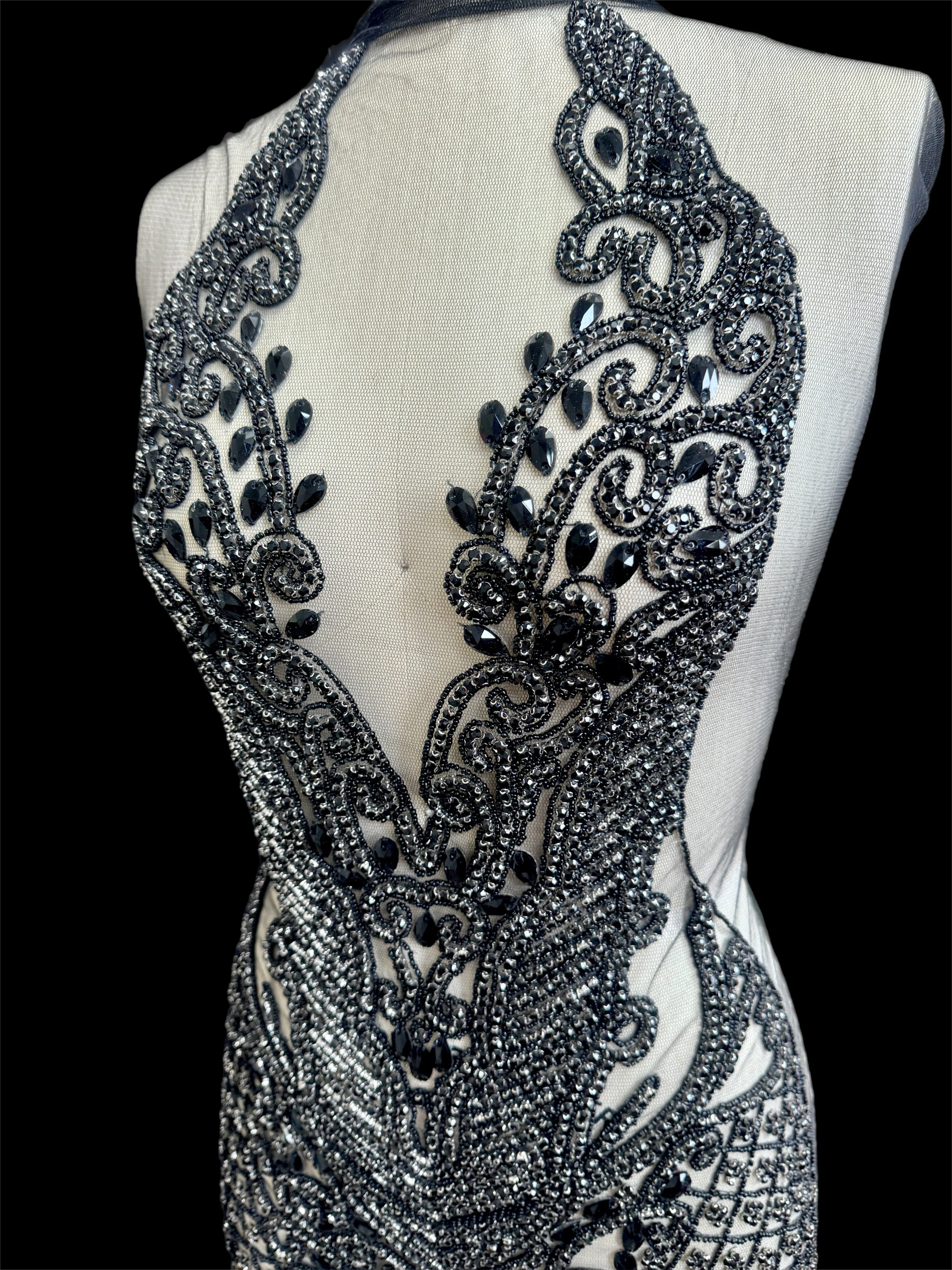 Brenda Black Rhinestone Bodice Applique - Image 7