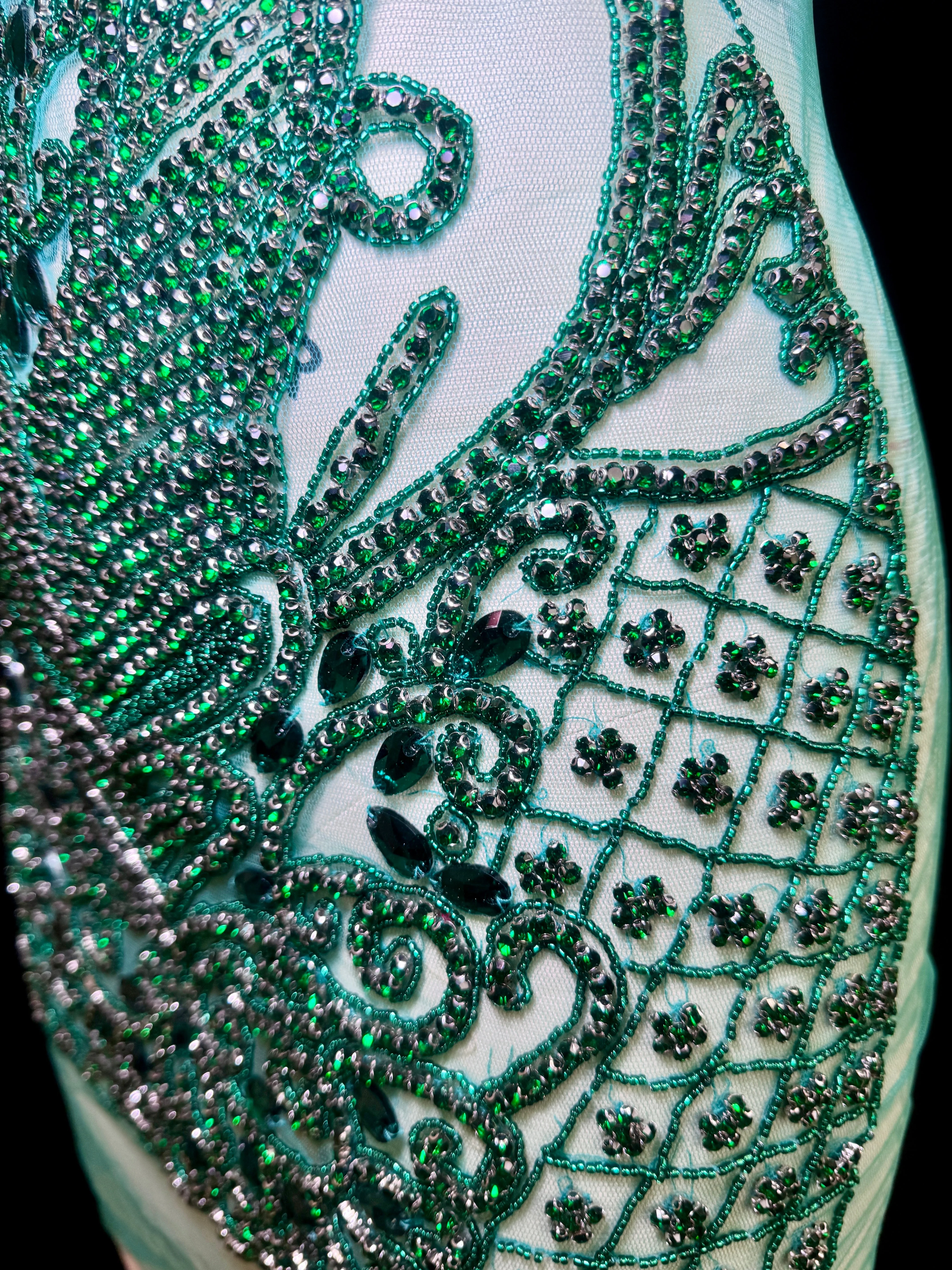 Brenda Emerald Green Rhinestone Bodice Applique - Image 3