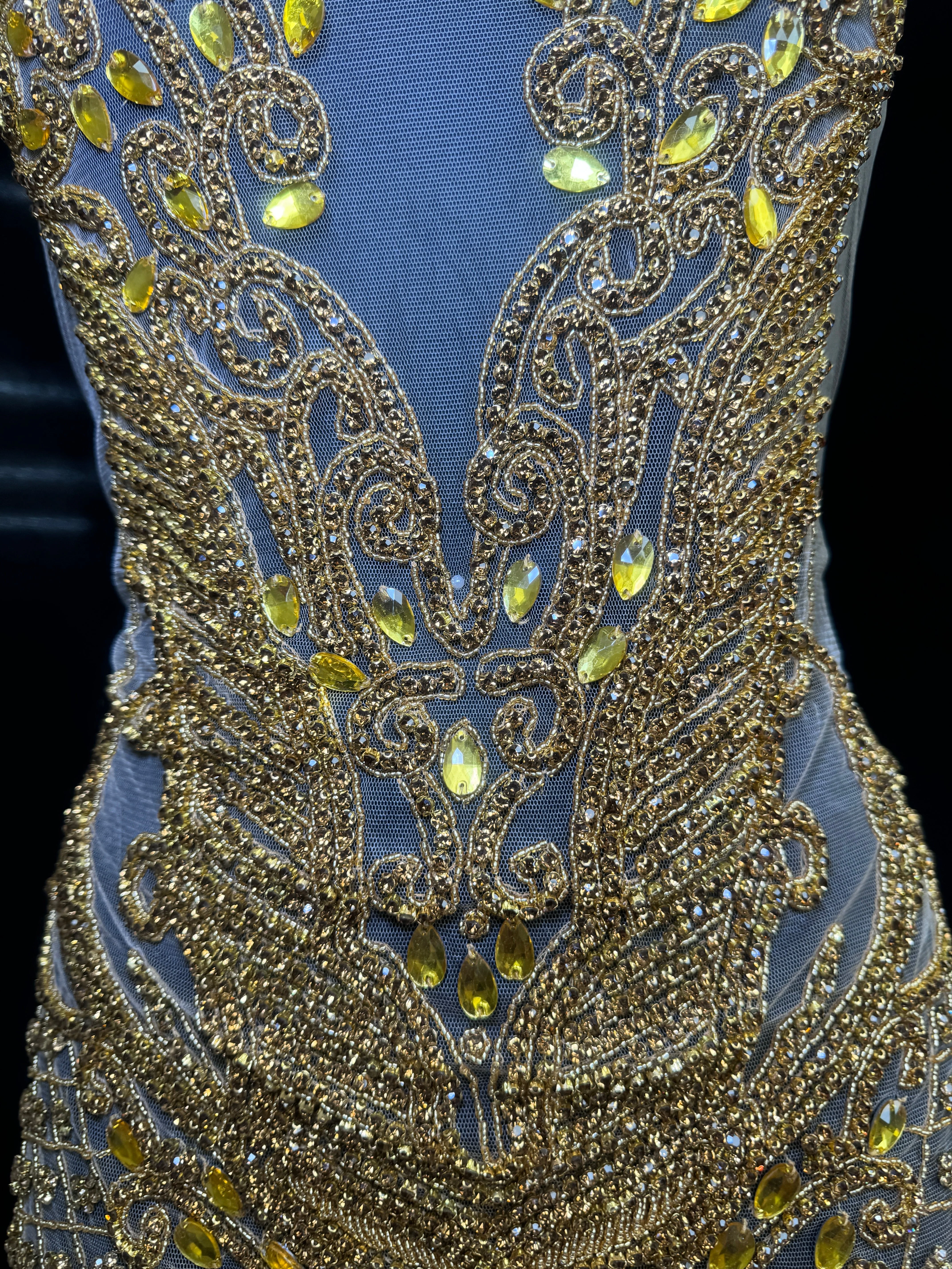 Brenda Gold Rhinestone Bodice Applique - Image 2