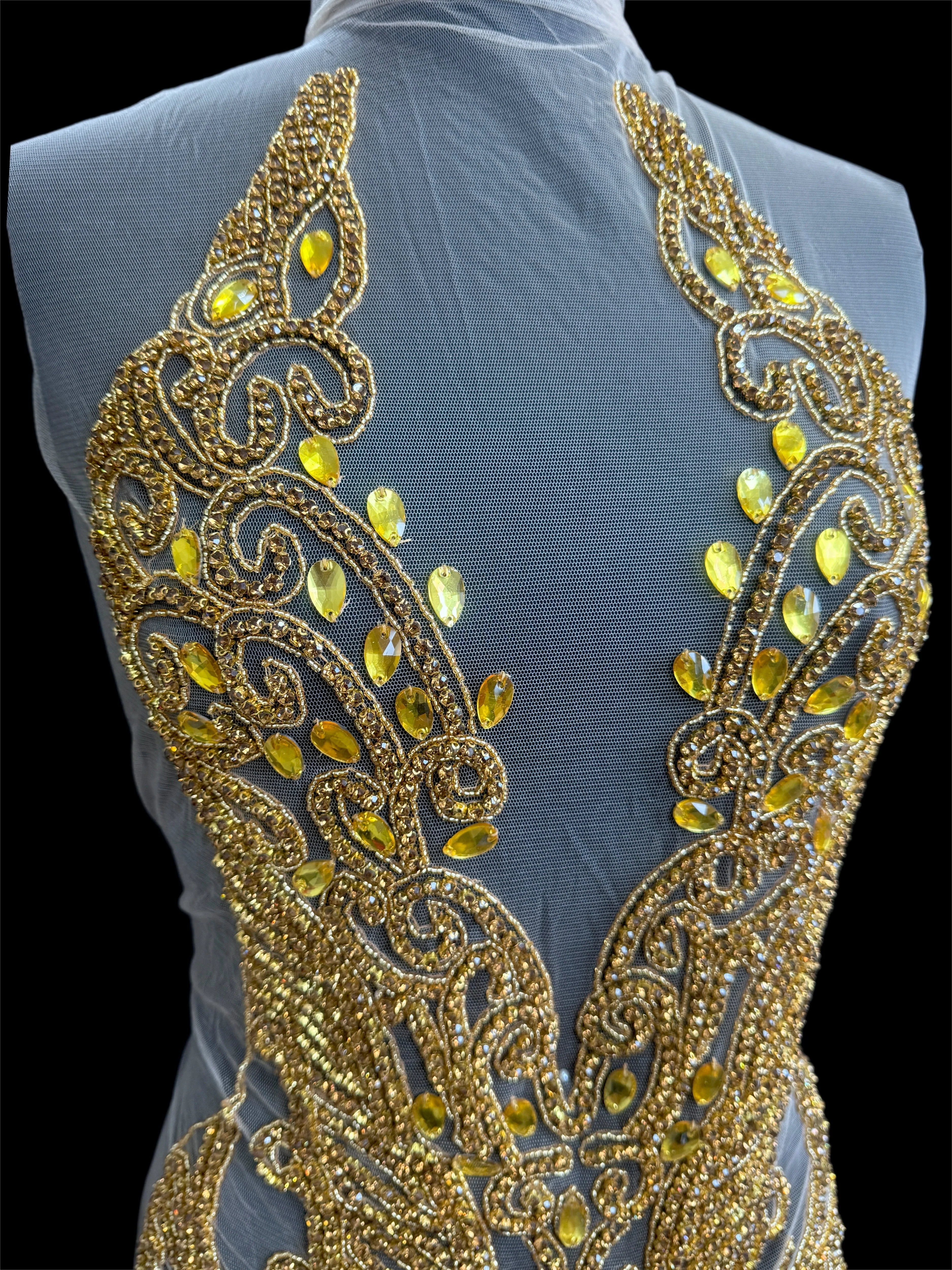 Brenda Gold Rhinestone Bodice Applique - Image 3