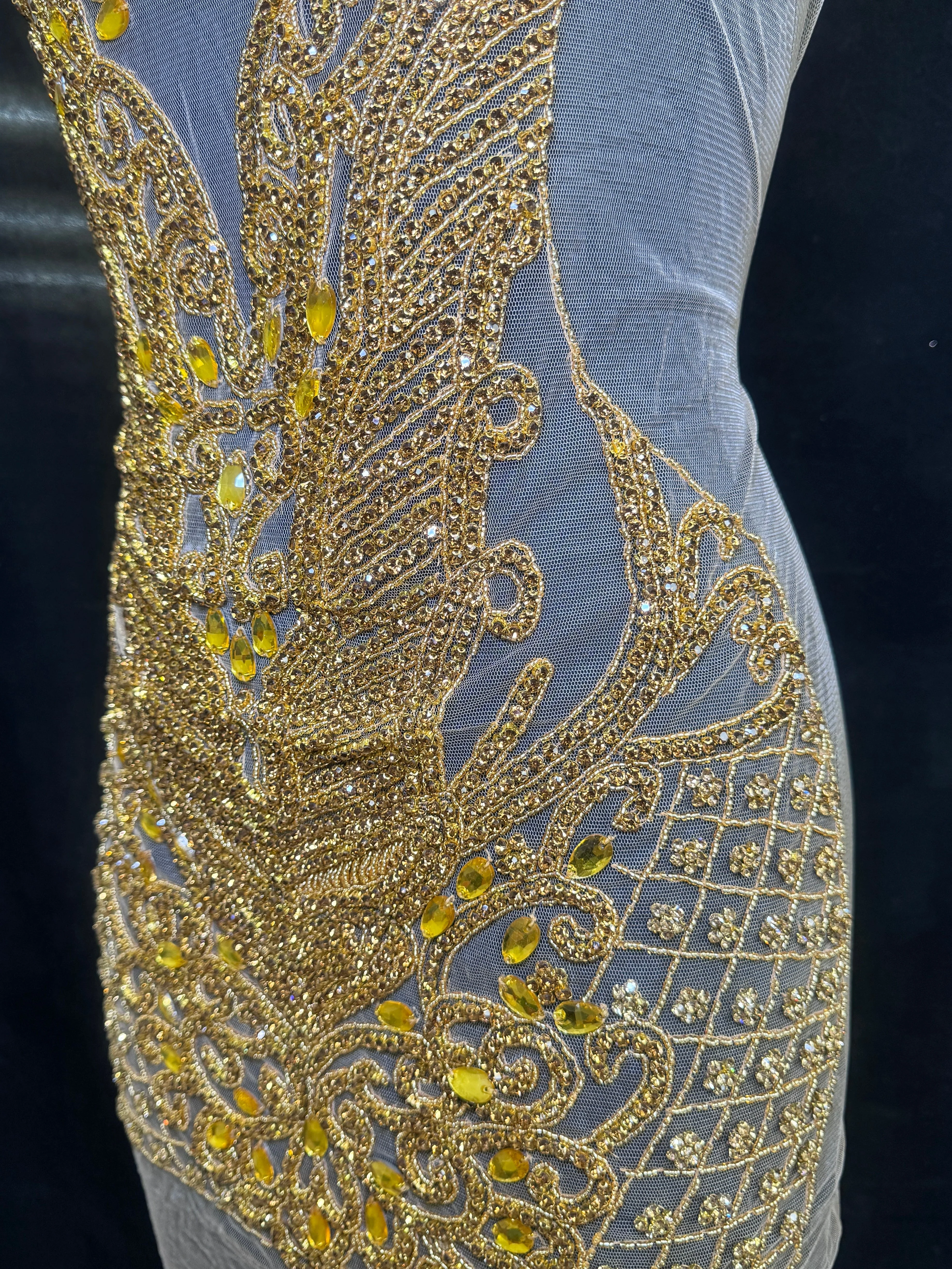 Brenda Gold Rhinestone Bodice Applique - Image 4