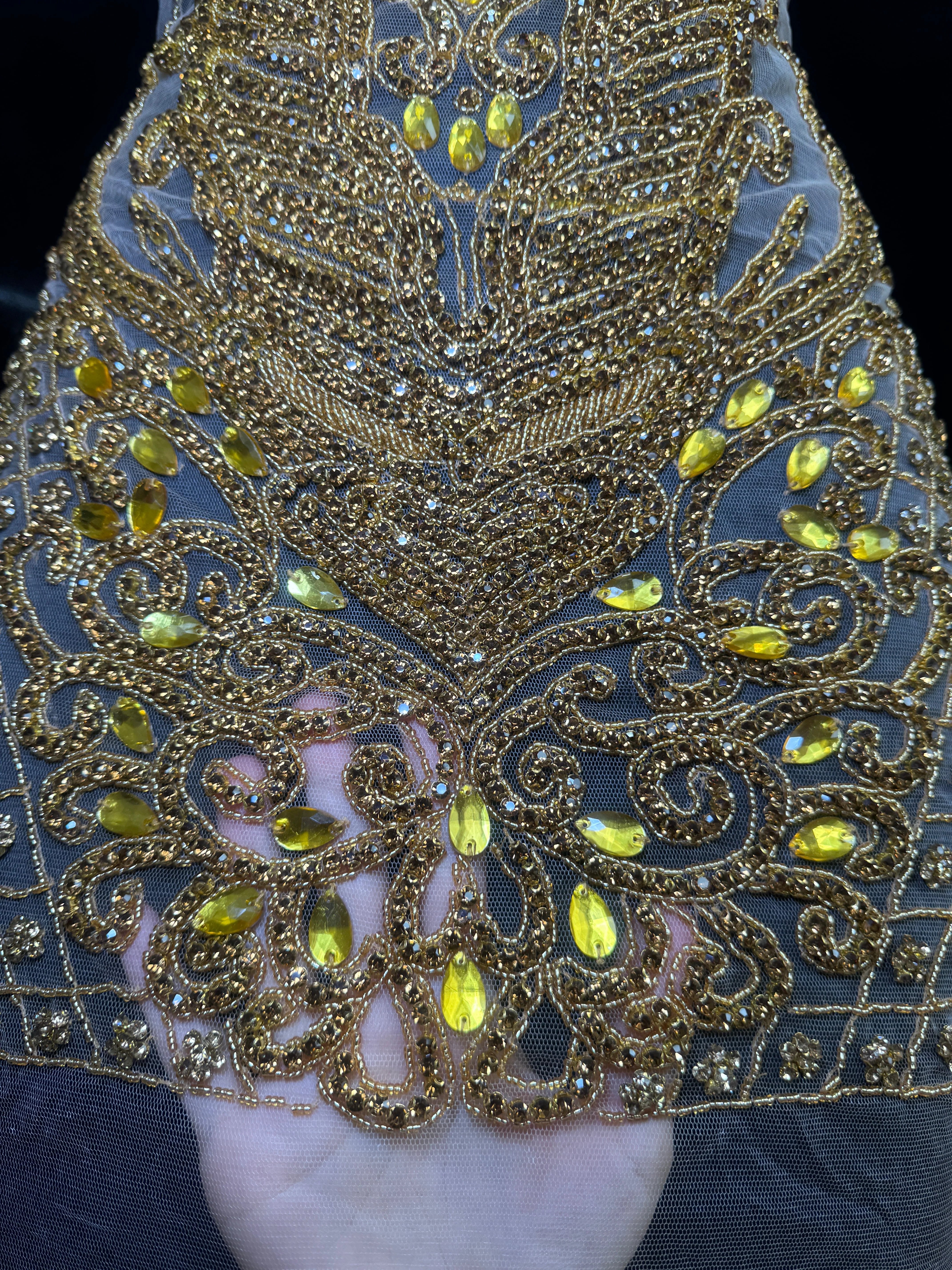 Brenda Gold Rhinestone Bodice Applique - Image 5