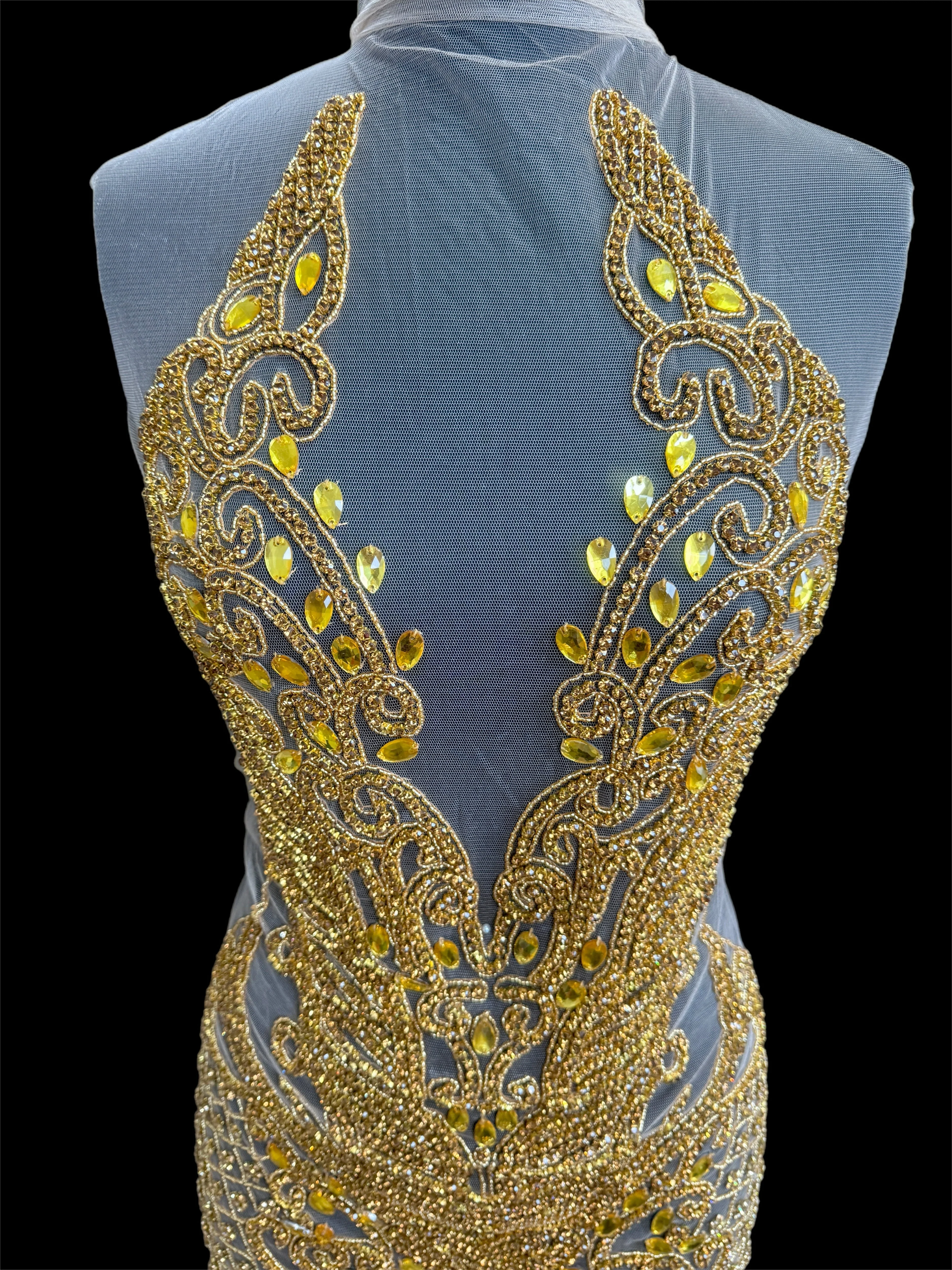 Brenda Gold Rhinestone Bodice Applique - Image 6