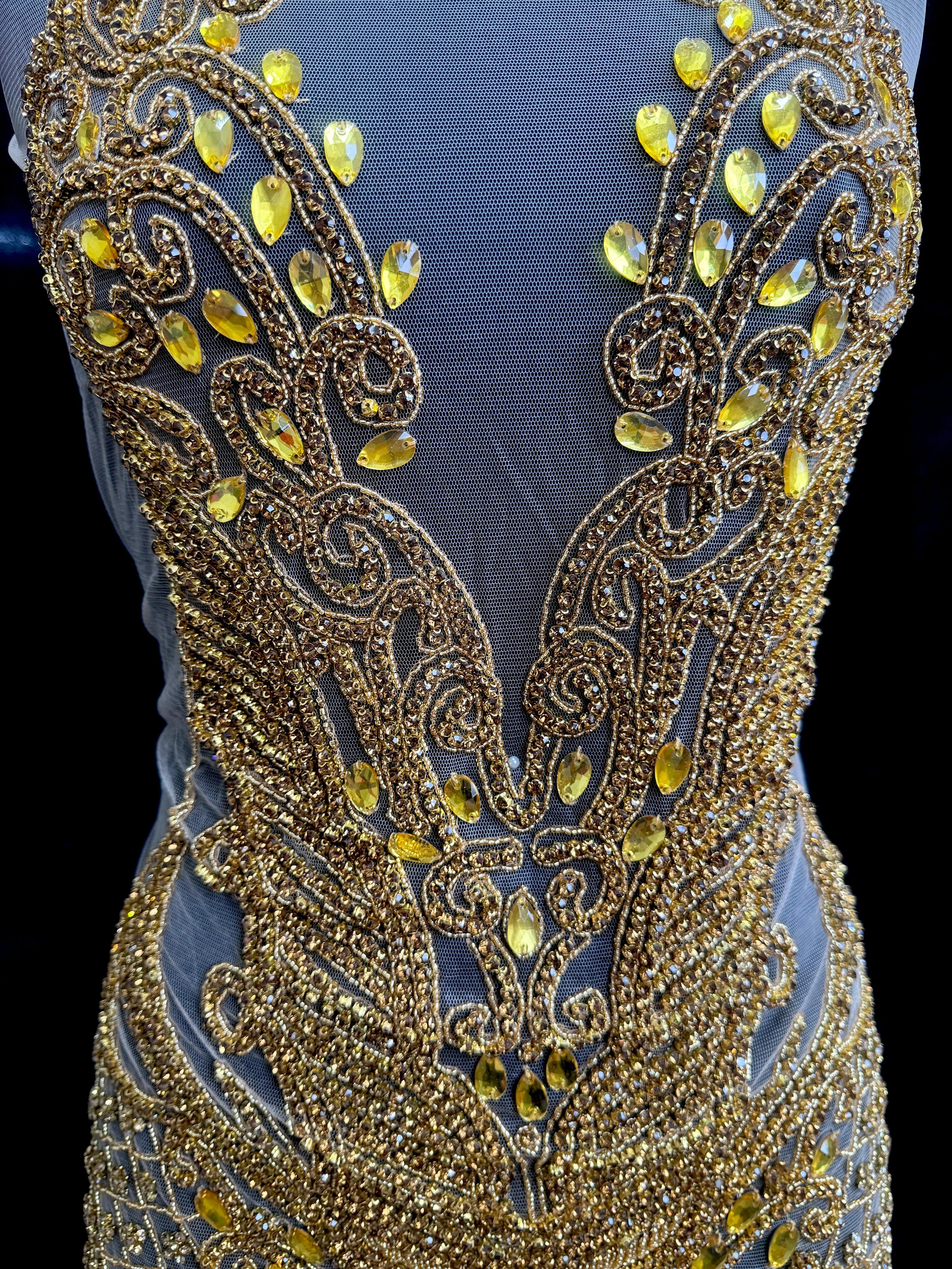 Brenda Gold Rhinestone Bodice Applique - Image 8