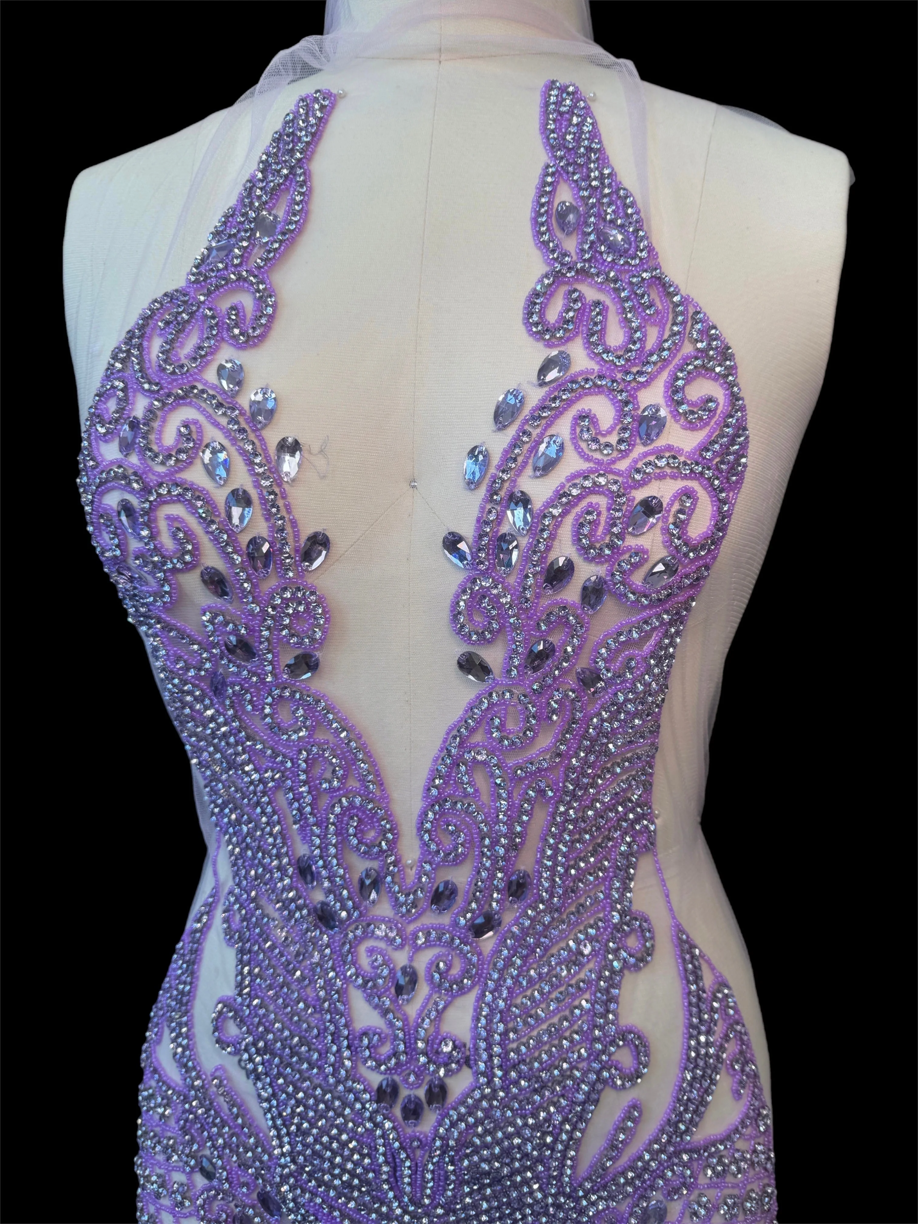 Brenda Lavender Rhinestones Bodice Applique - Image 10