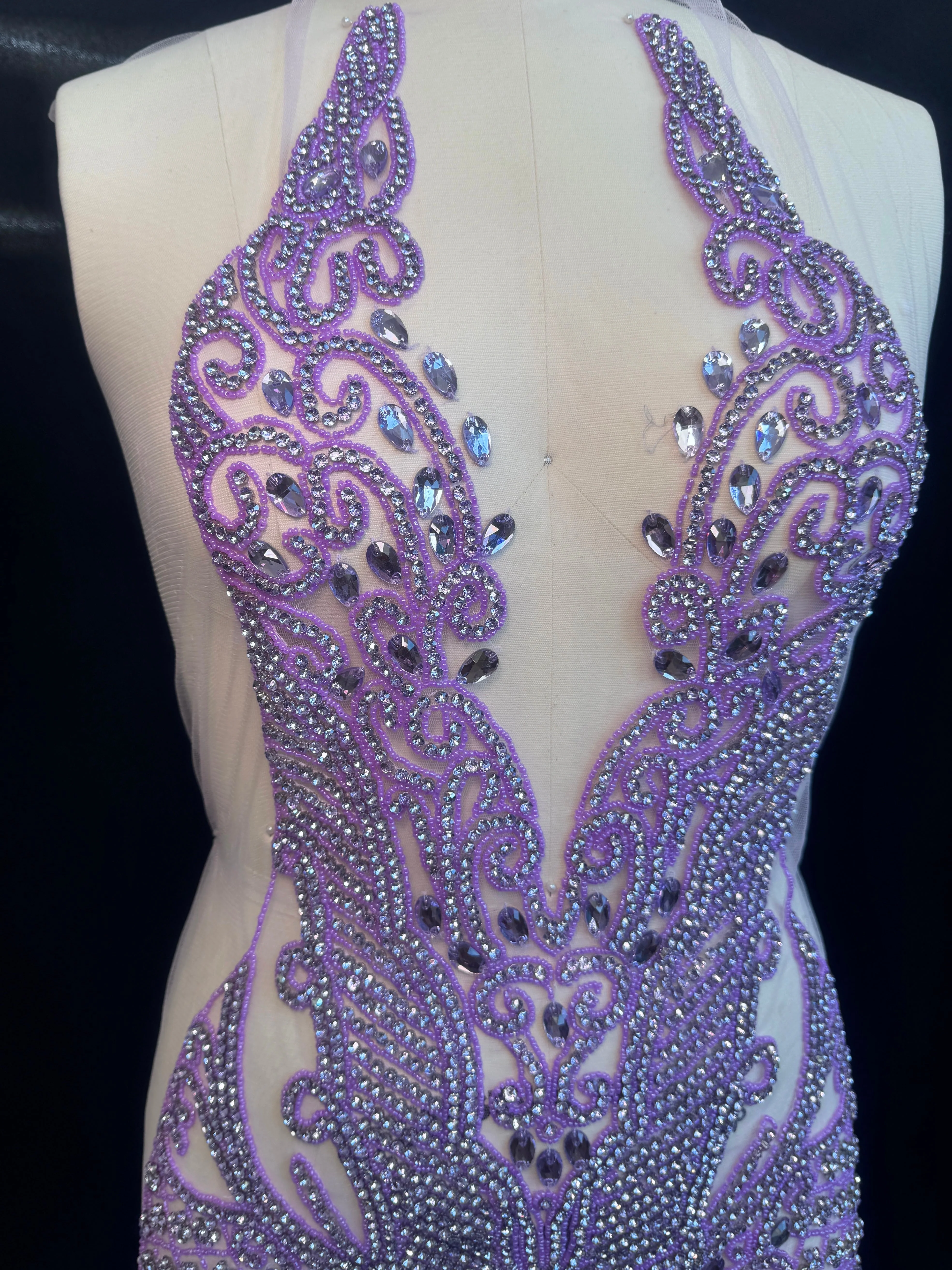 Brenda Lavender Rhinestones Bodice Applique - Image 2