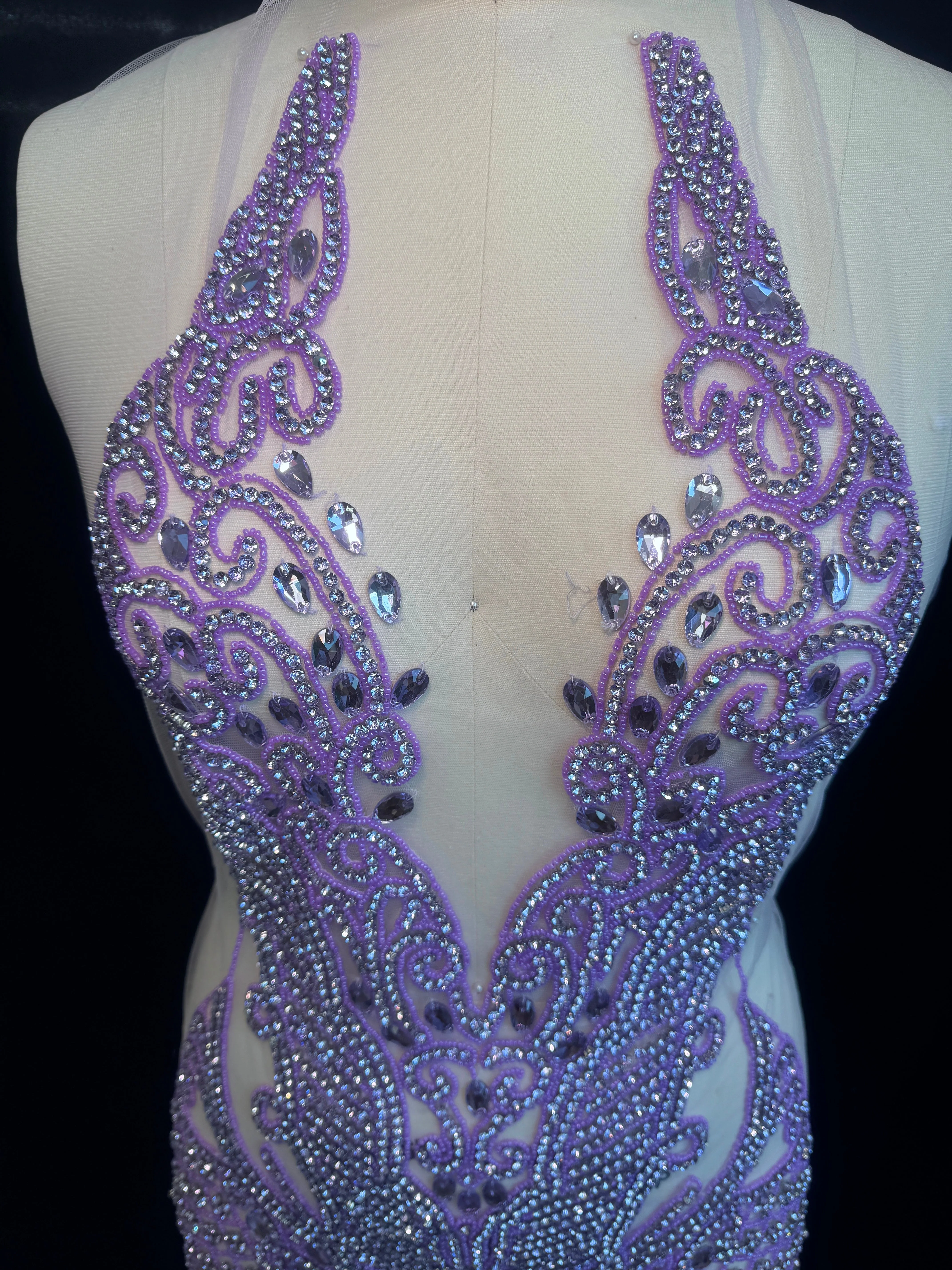 Brenda Lavender Rhinestones Bodice Applique - Image 3