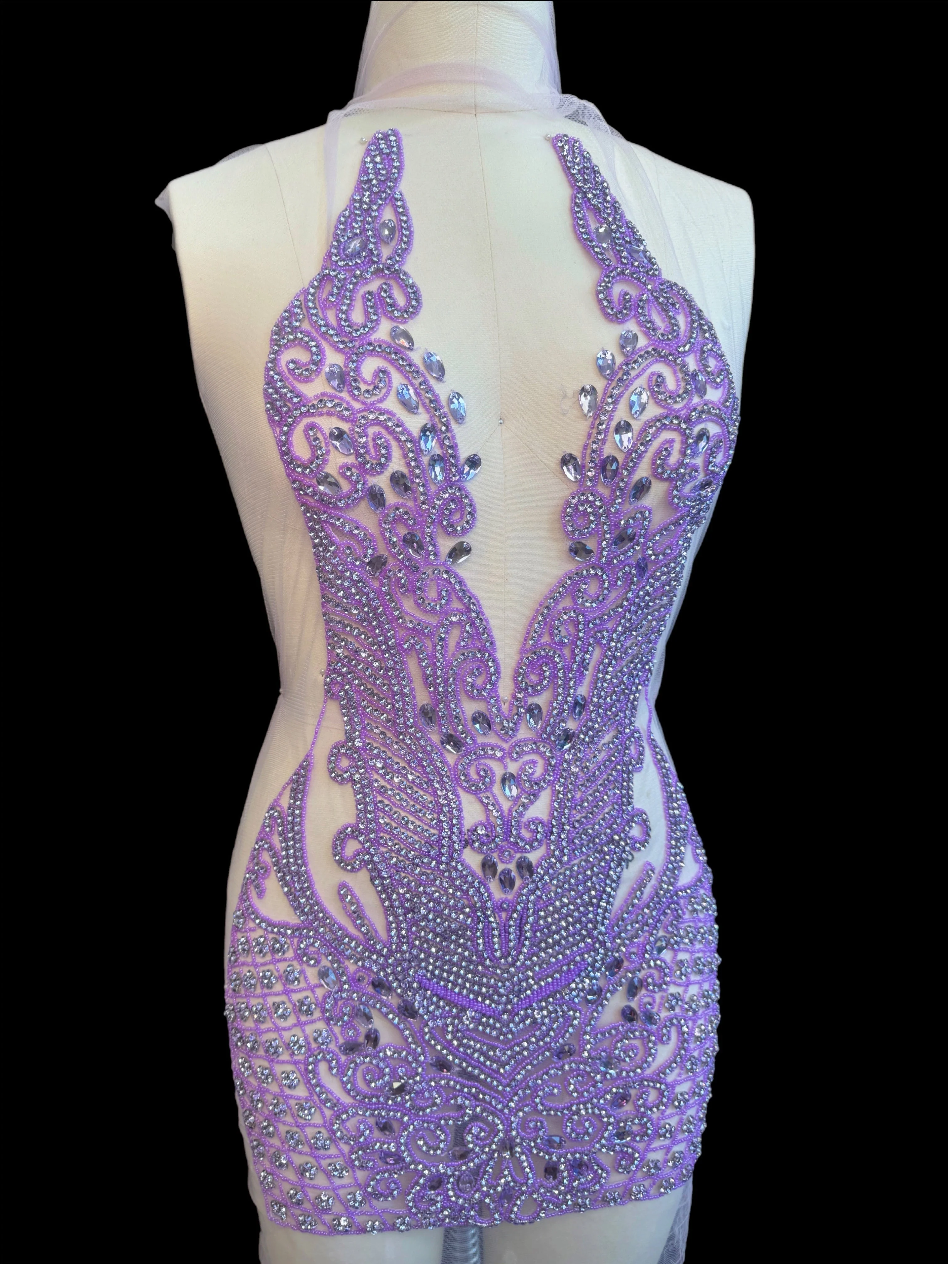 Brenda Lavender Rhinestones Bodice Applique - Image 9