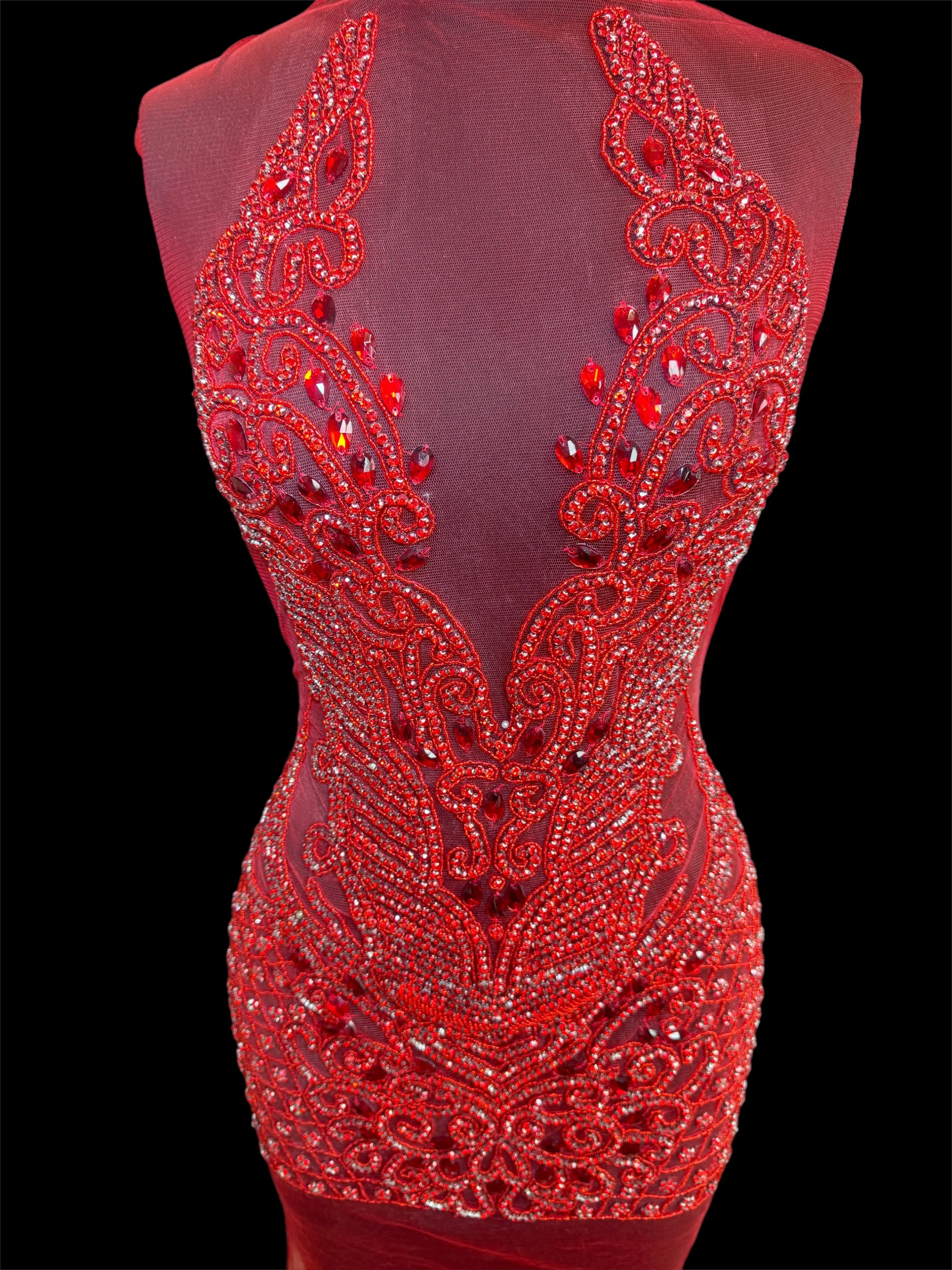 Brenda Red Rhinestone Bodice Applique - Image 2