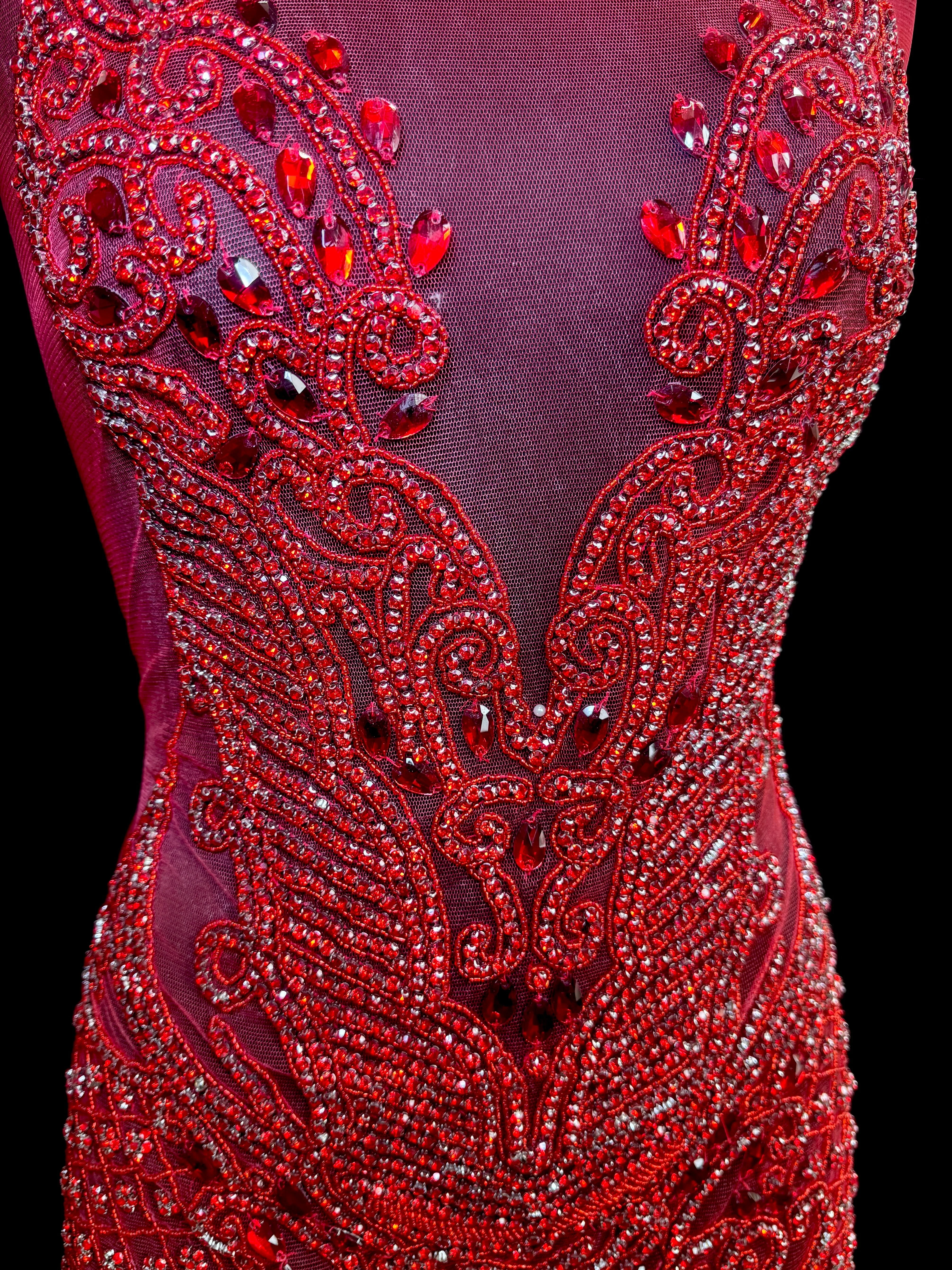 Brenda Red Rhinestone Bodice Applique - Image 3