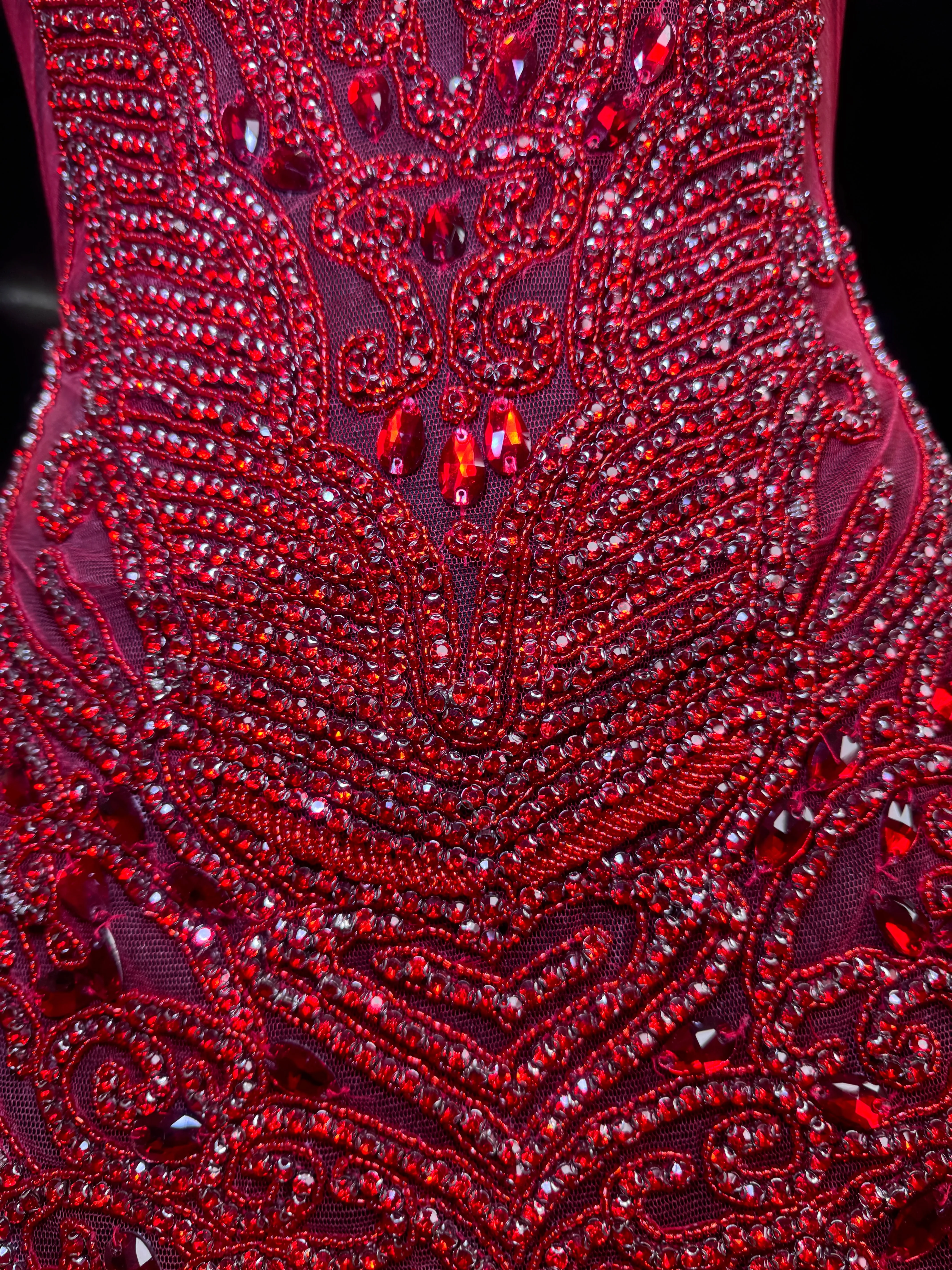 Brenda Red Rhinestone Bodice Applique - Image 4