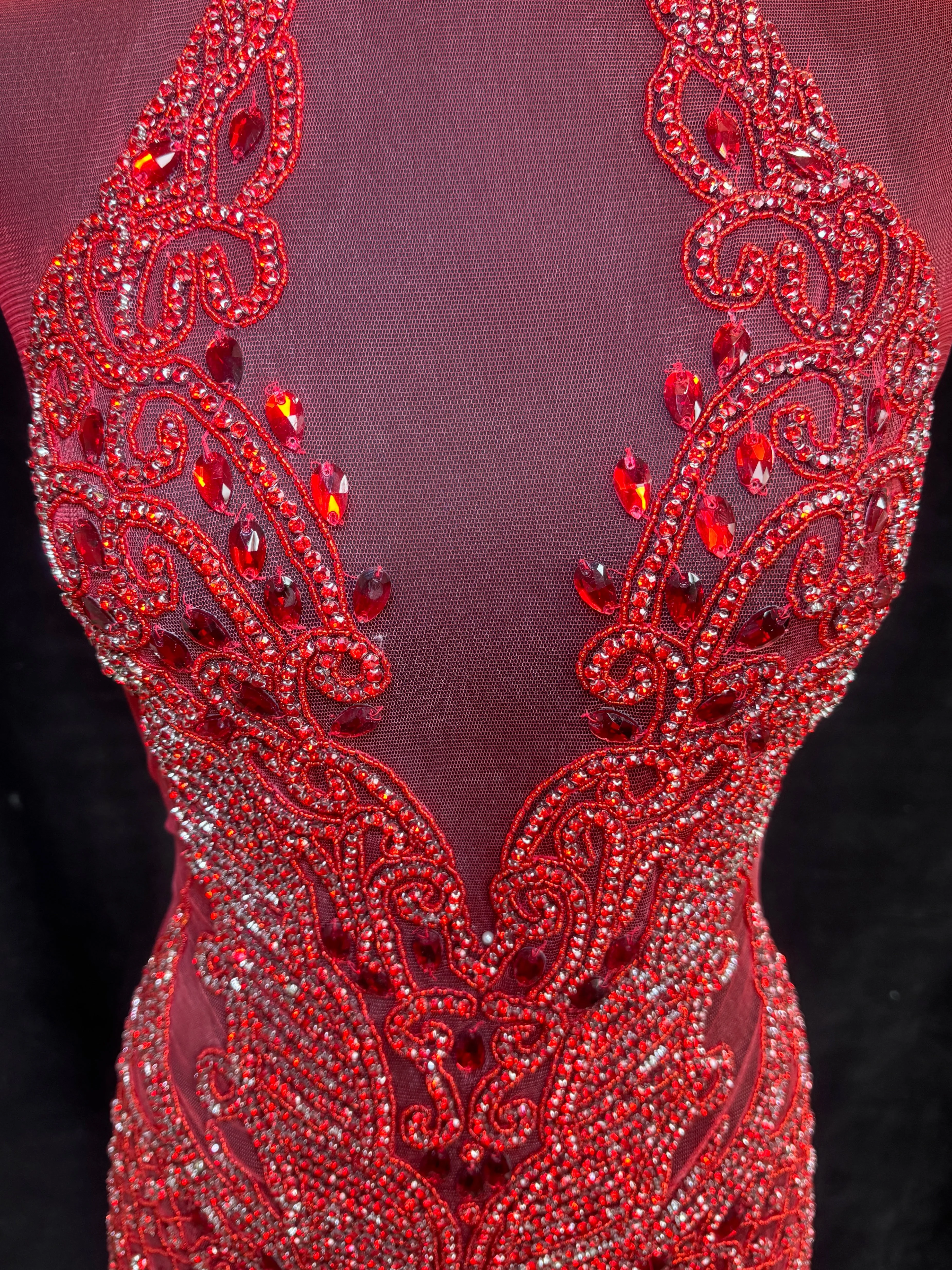 Brenda Red Rhinestone Bodice Applique - Image 5