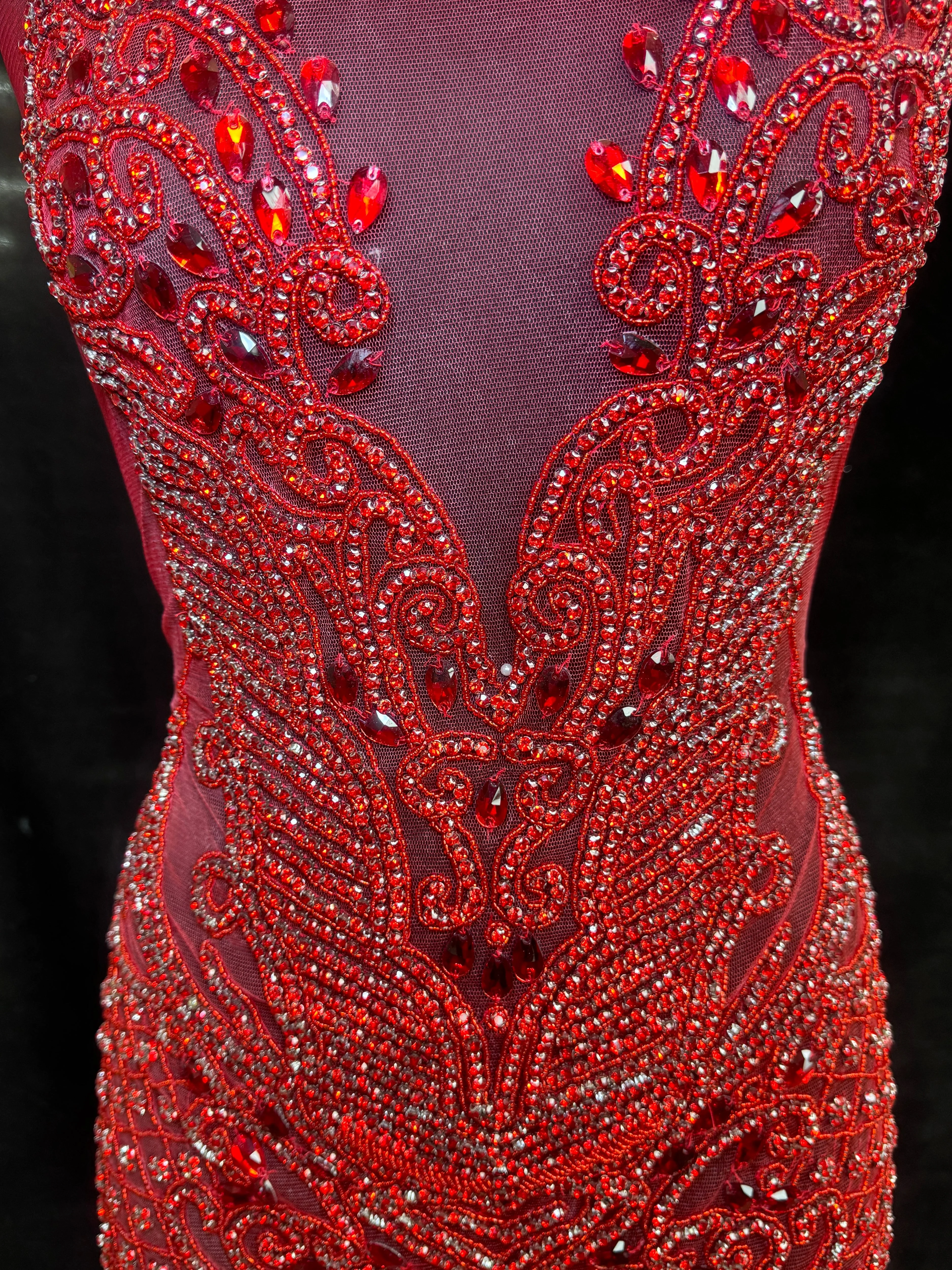 Brenda Red Rhinestone Bodice Applique - Image 6