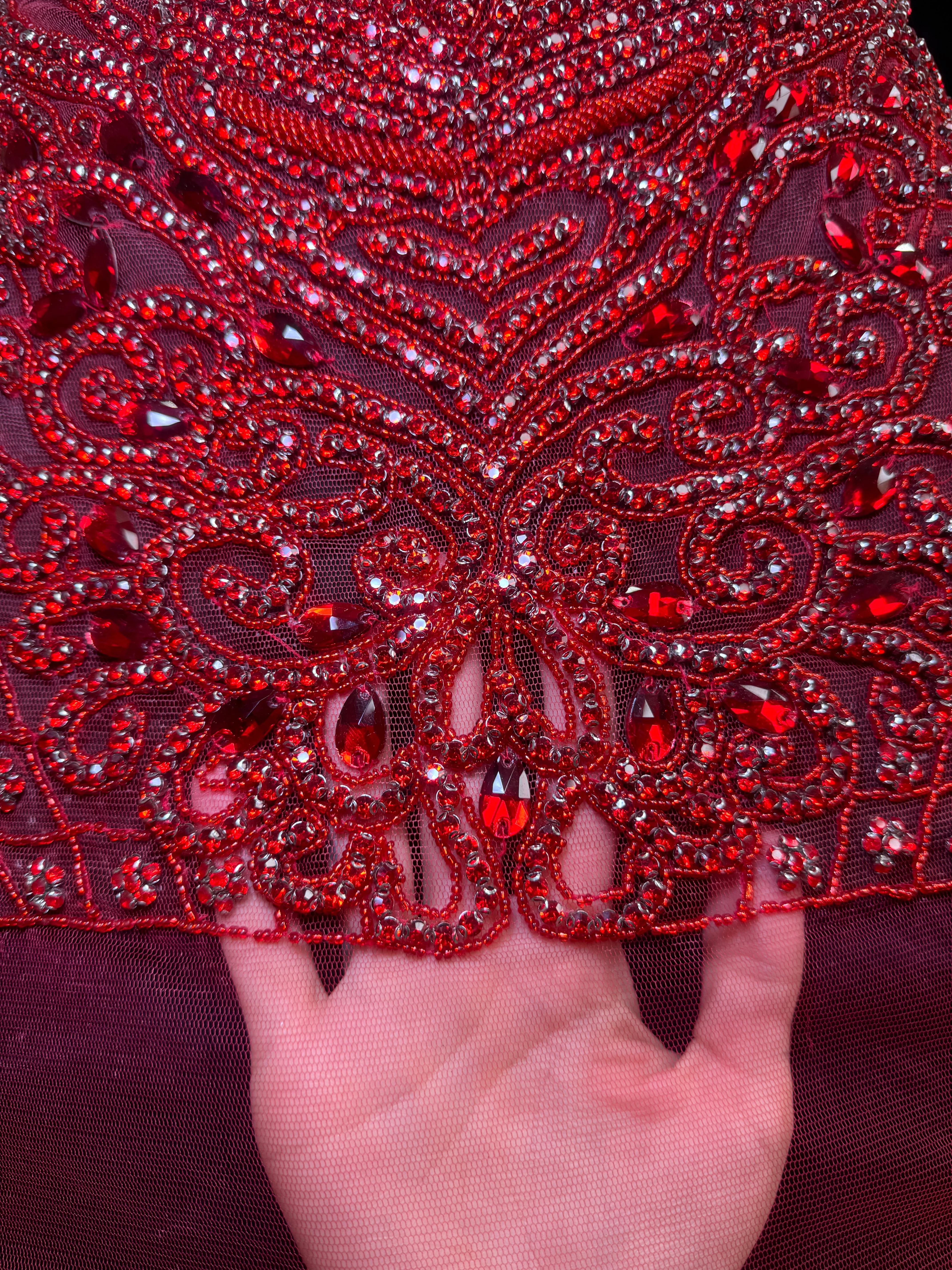 Brenda Red Rhinestone Bodice Applique - Image 7