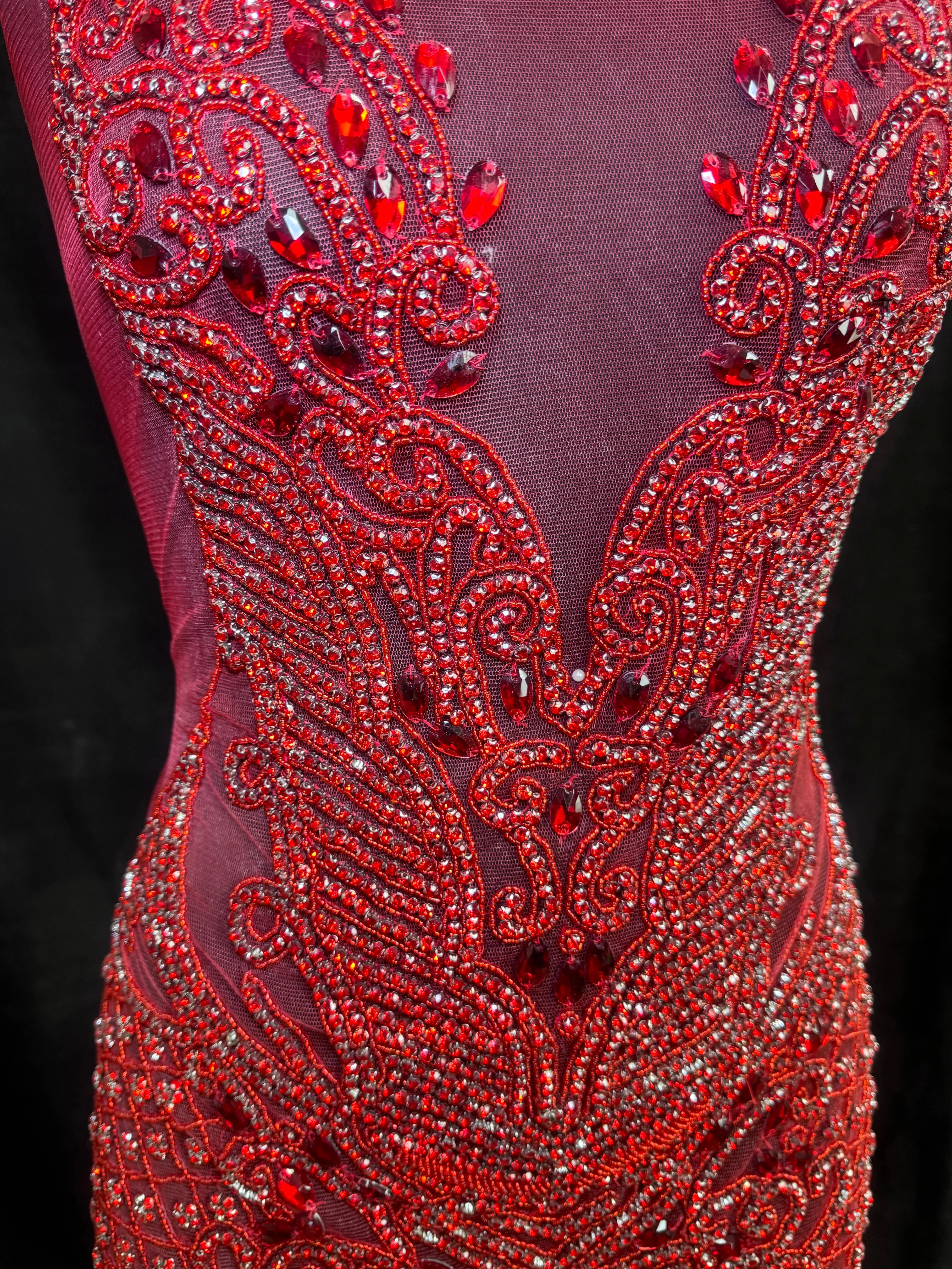 Brenda Red Rhinestone Bodice Applique - Image 8