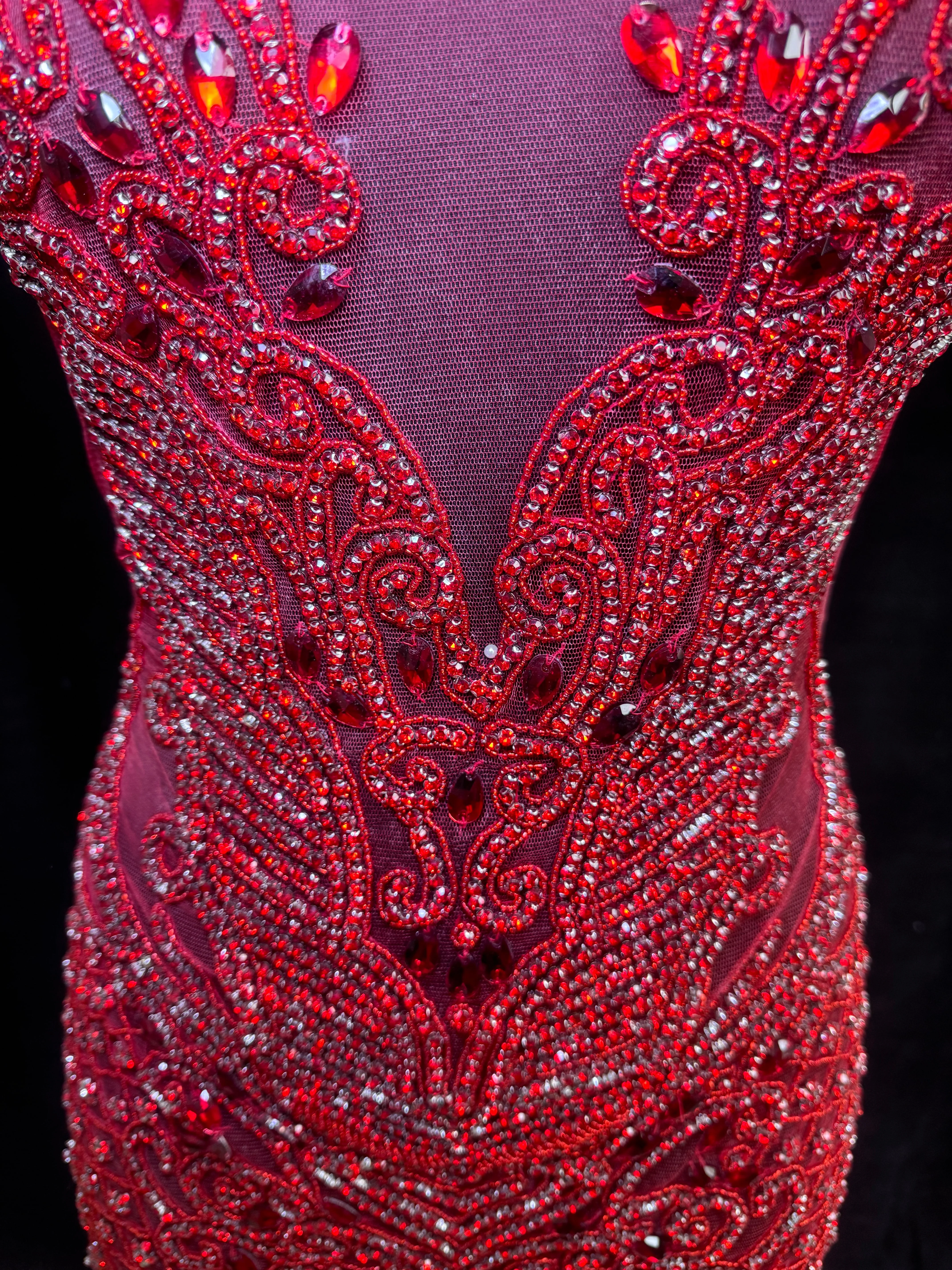Brenda Red Rhinestone Bodice Applique - Image 9