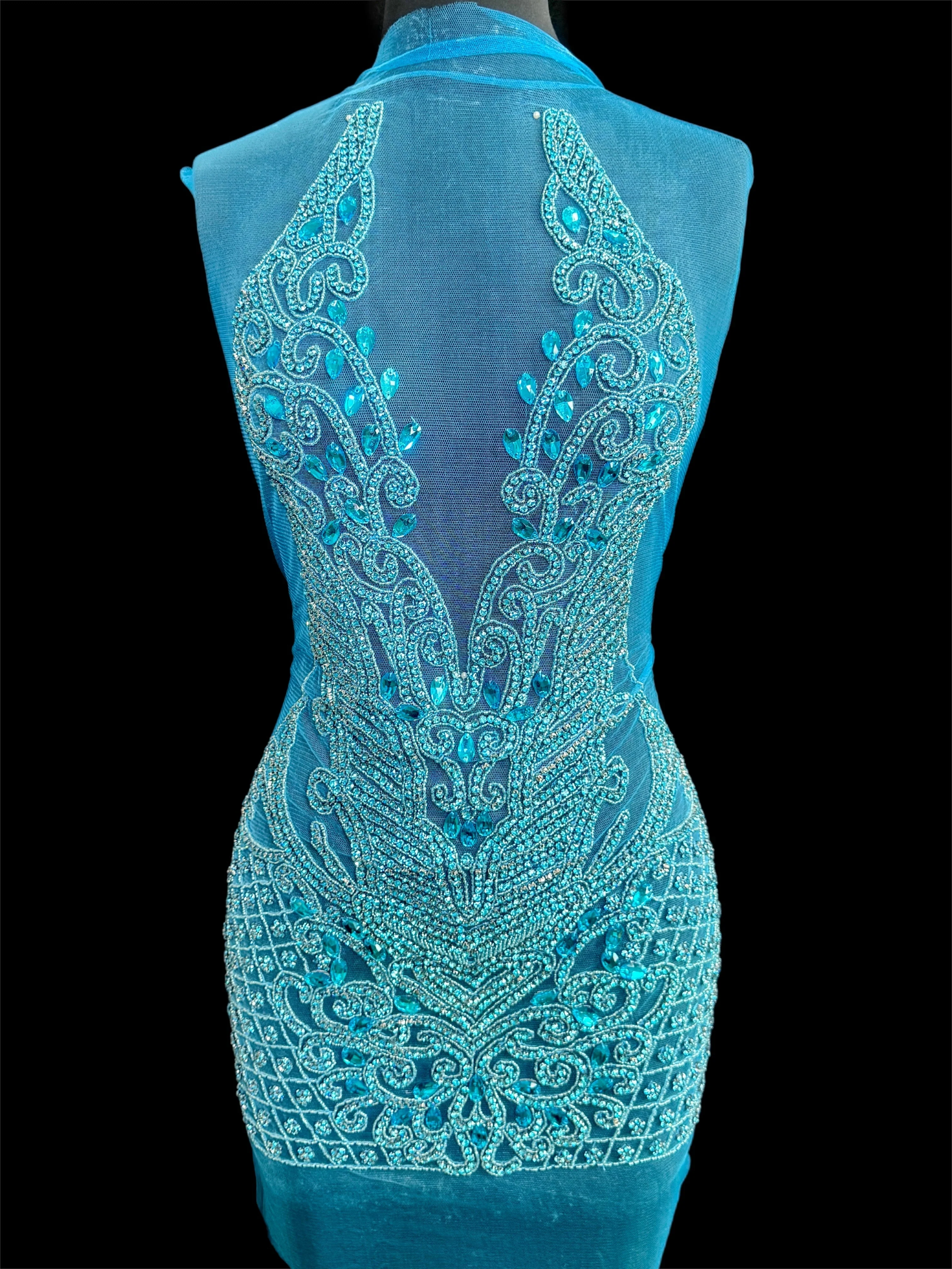 Brenda Turquoise Rhinestones Bodice Applique