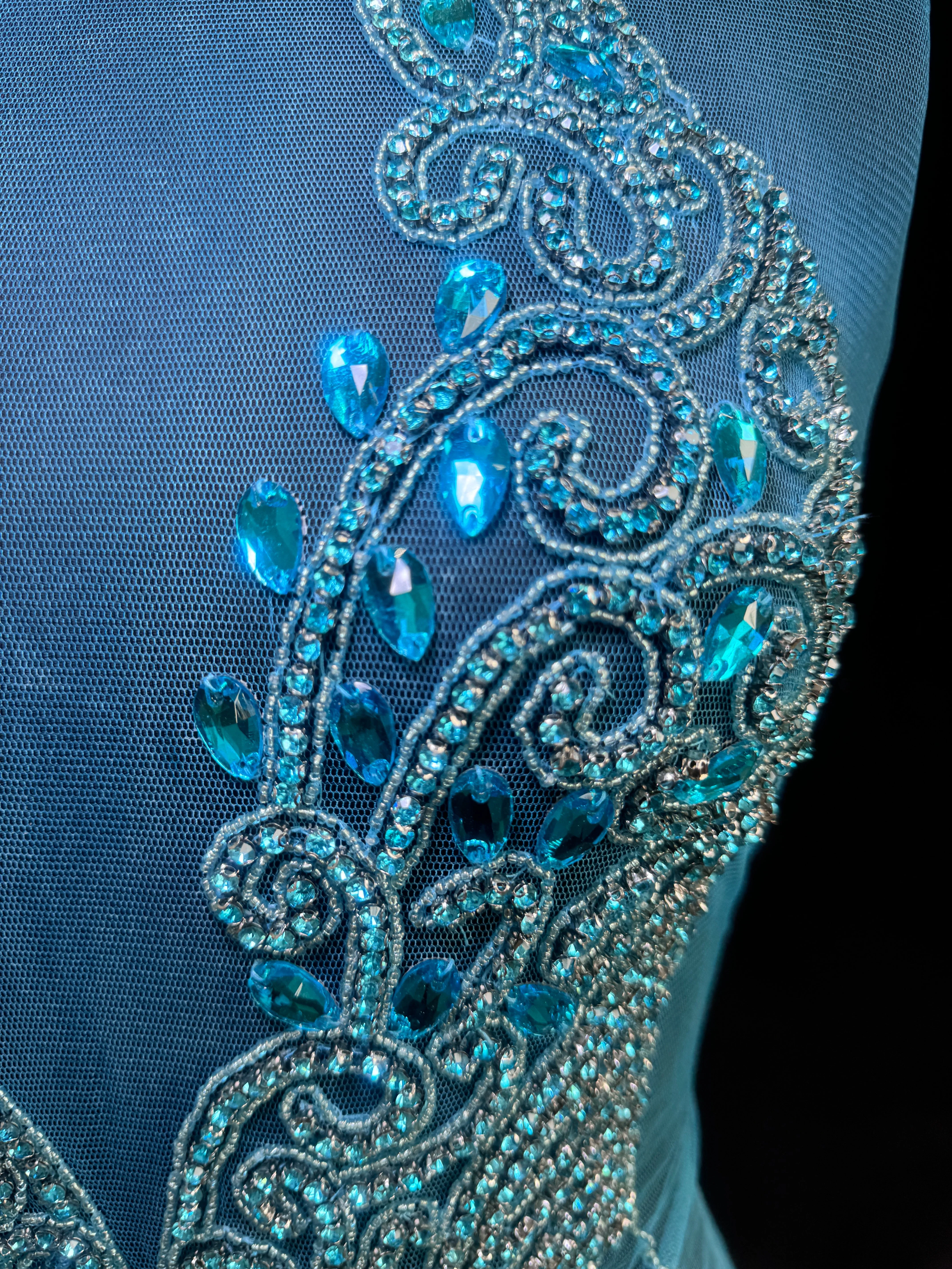 Brenda Turquoise Rhinestones Bodice Applique - Image 3