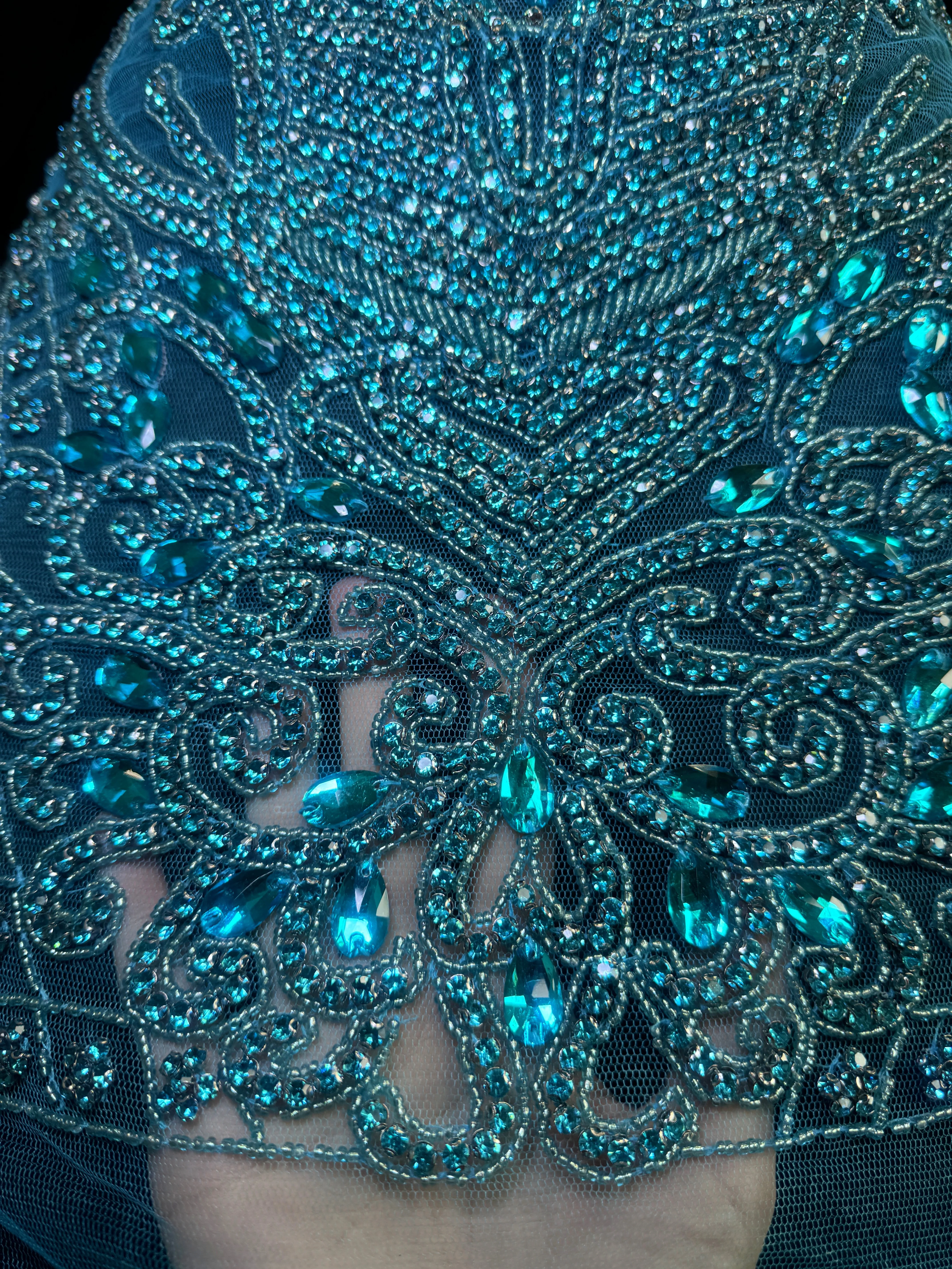 Brenda Turquoise Rhinestones Bodice Applique - Image 6