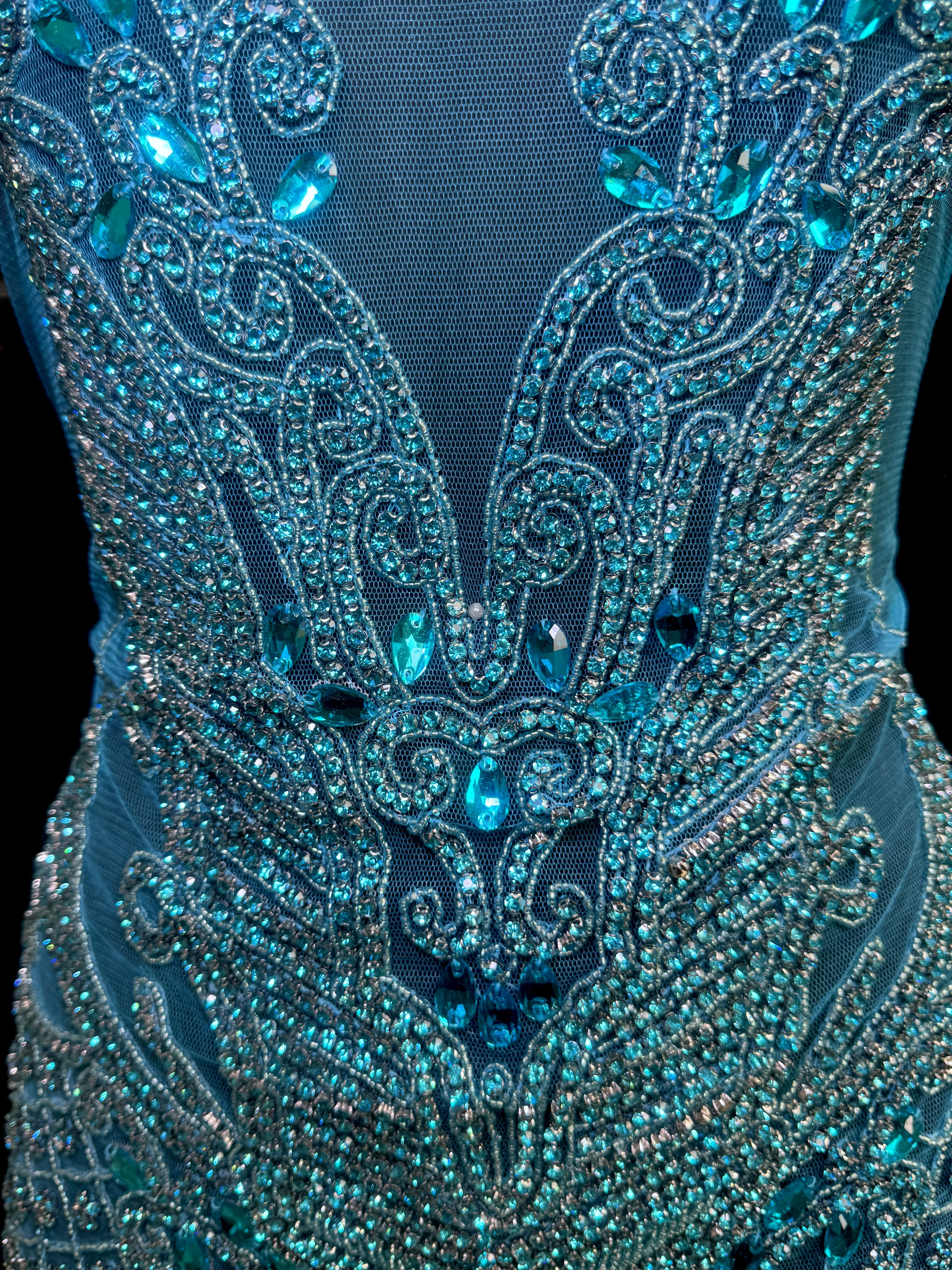 Brenda Turquoise Rhinestones Bodice Applique - Image 7