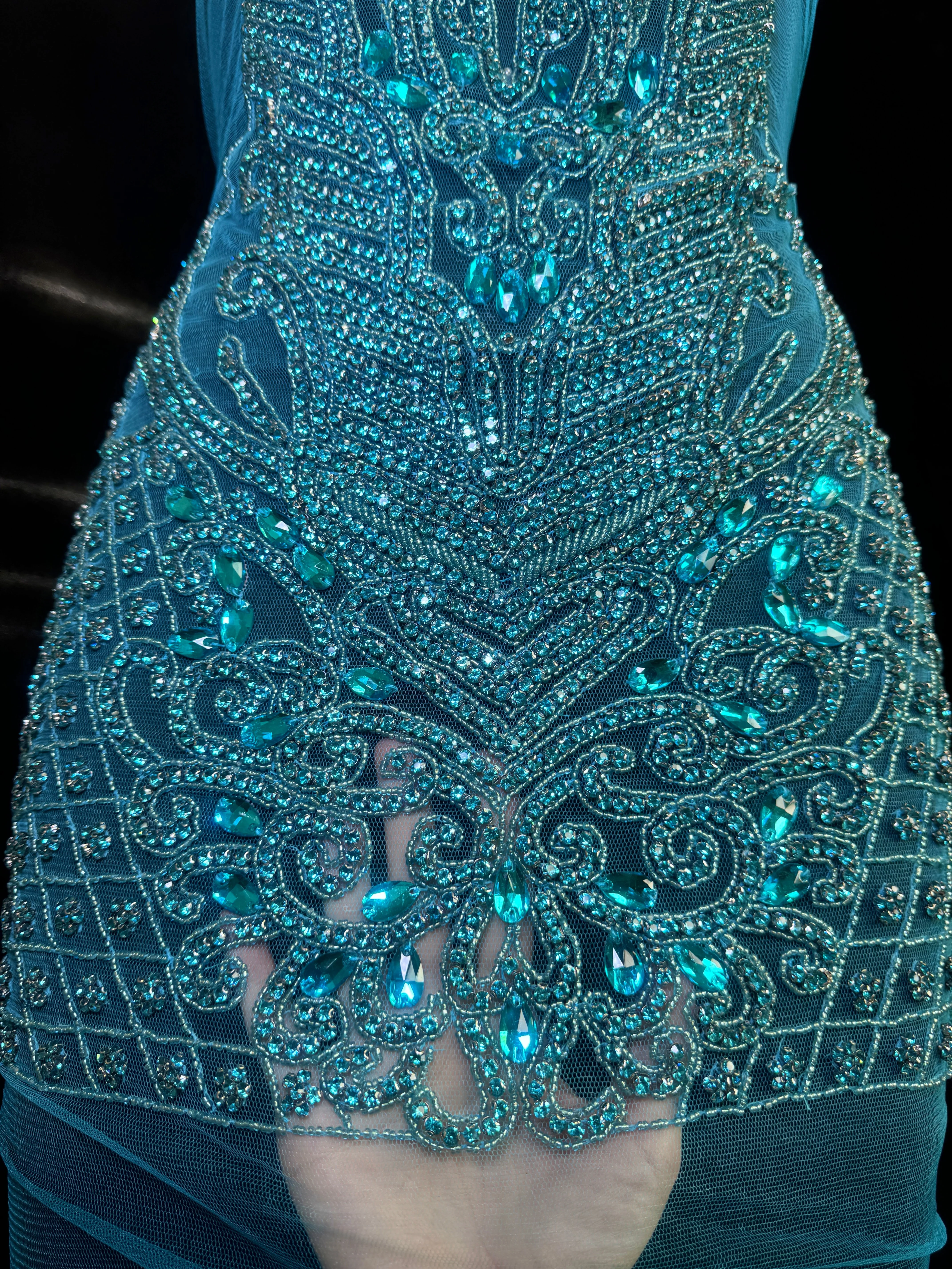 Brenda Turquoise Rhinestones Bodice Applique - Image 8