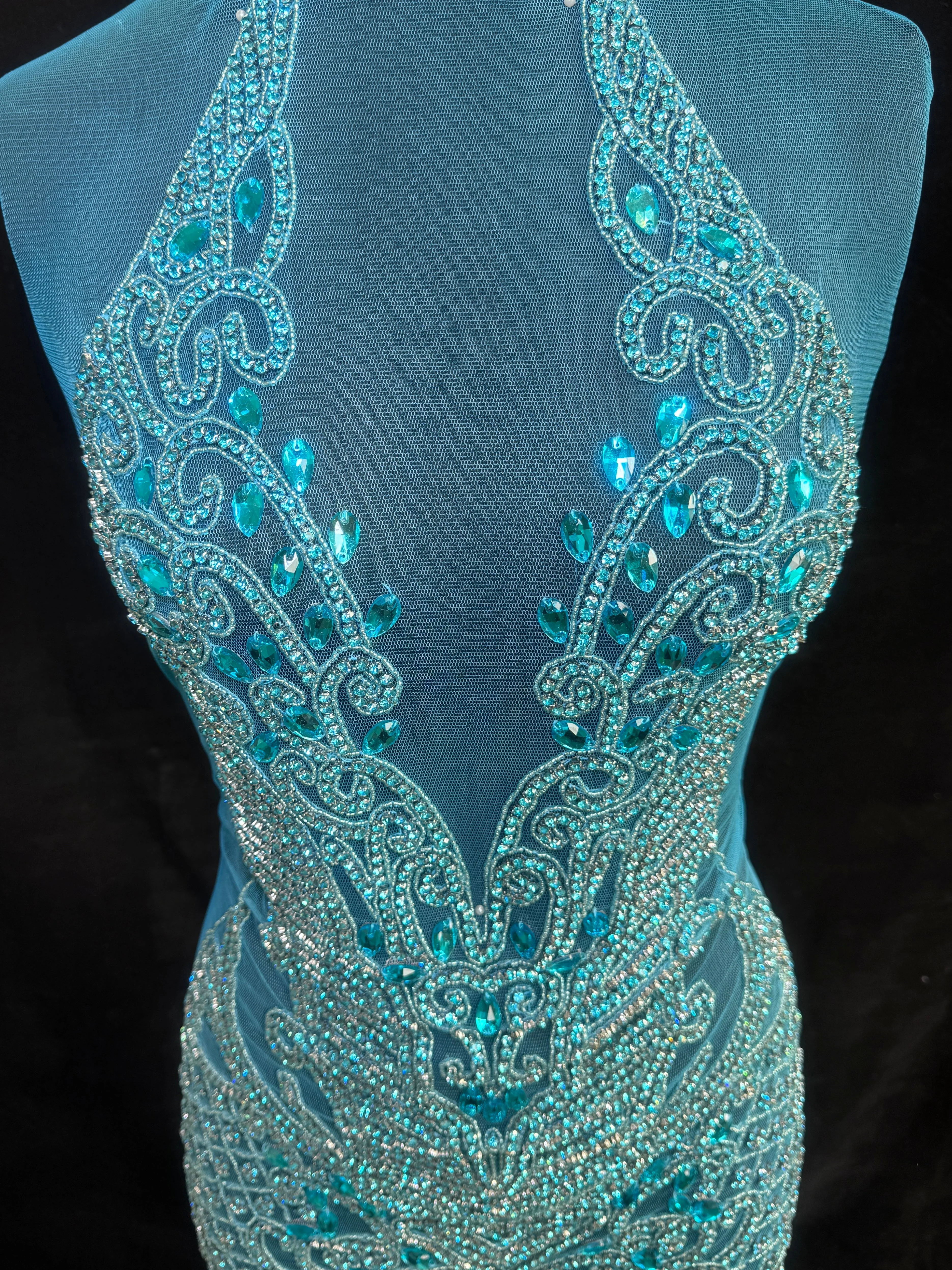 Brenda Turquoise Rhinestones Bodice Applique - Image 9
