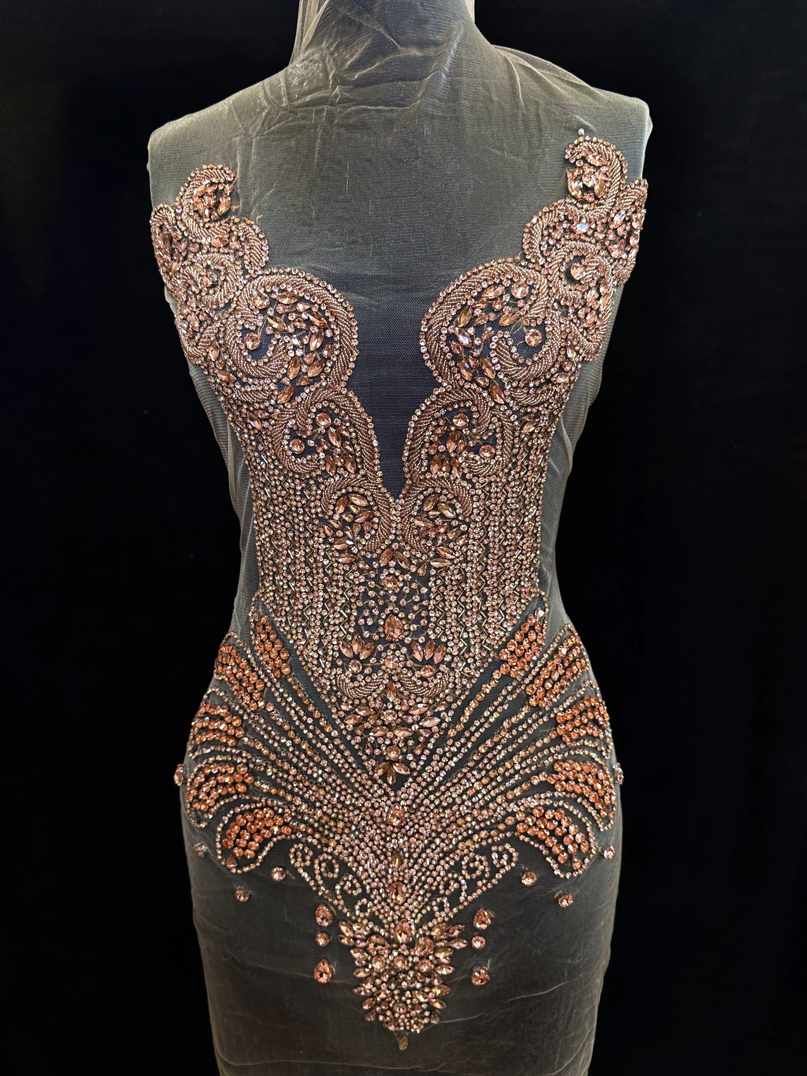 Carla Blush Pink Rhinestones Bodice Applique