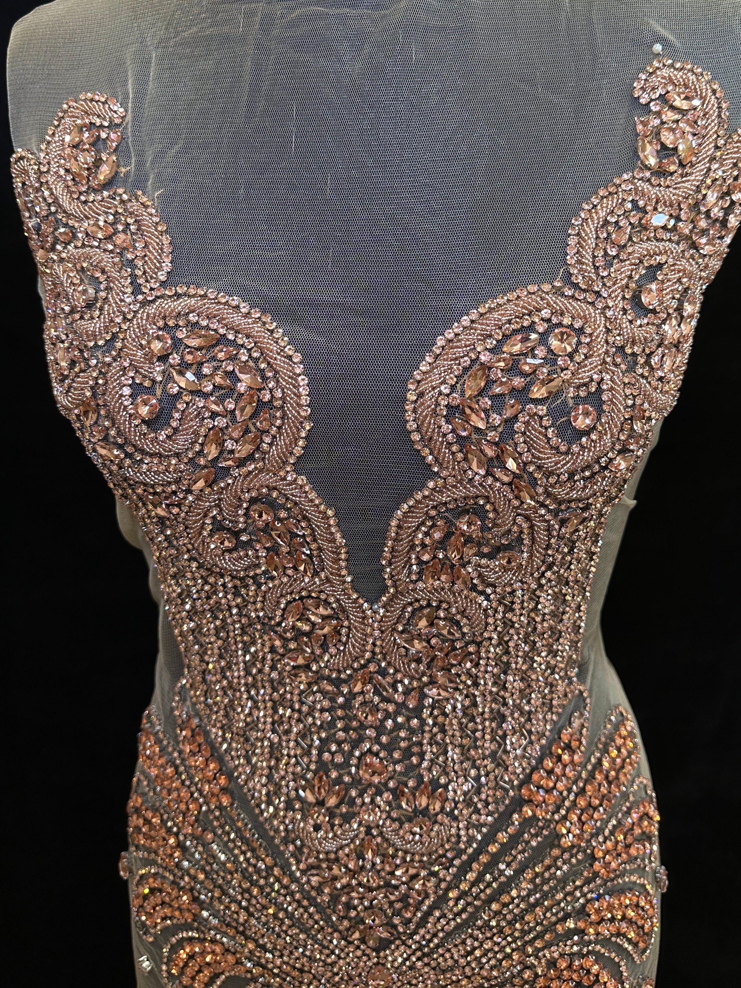 Carla Blush Pink Rhinestones Bodice Applique - Image 2