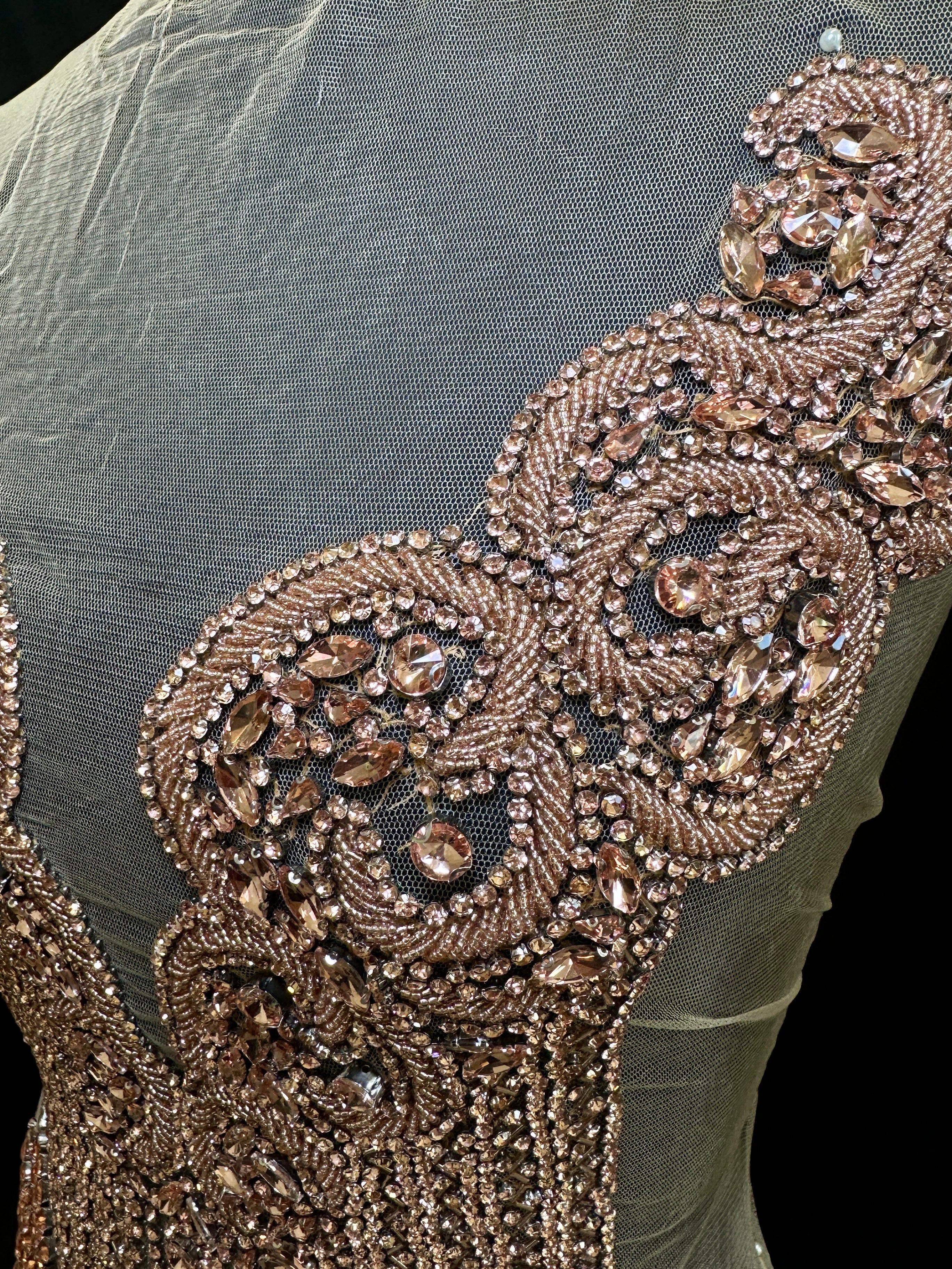 Carla Blush Pink Rhinestones Bodice Applique - Image 3