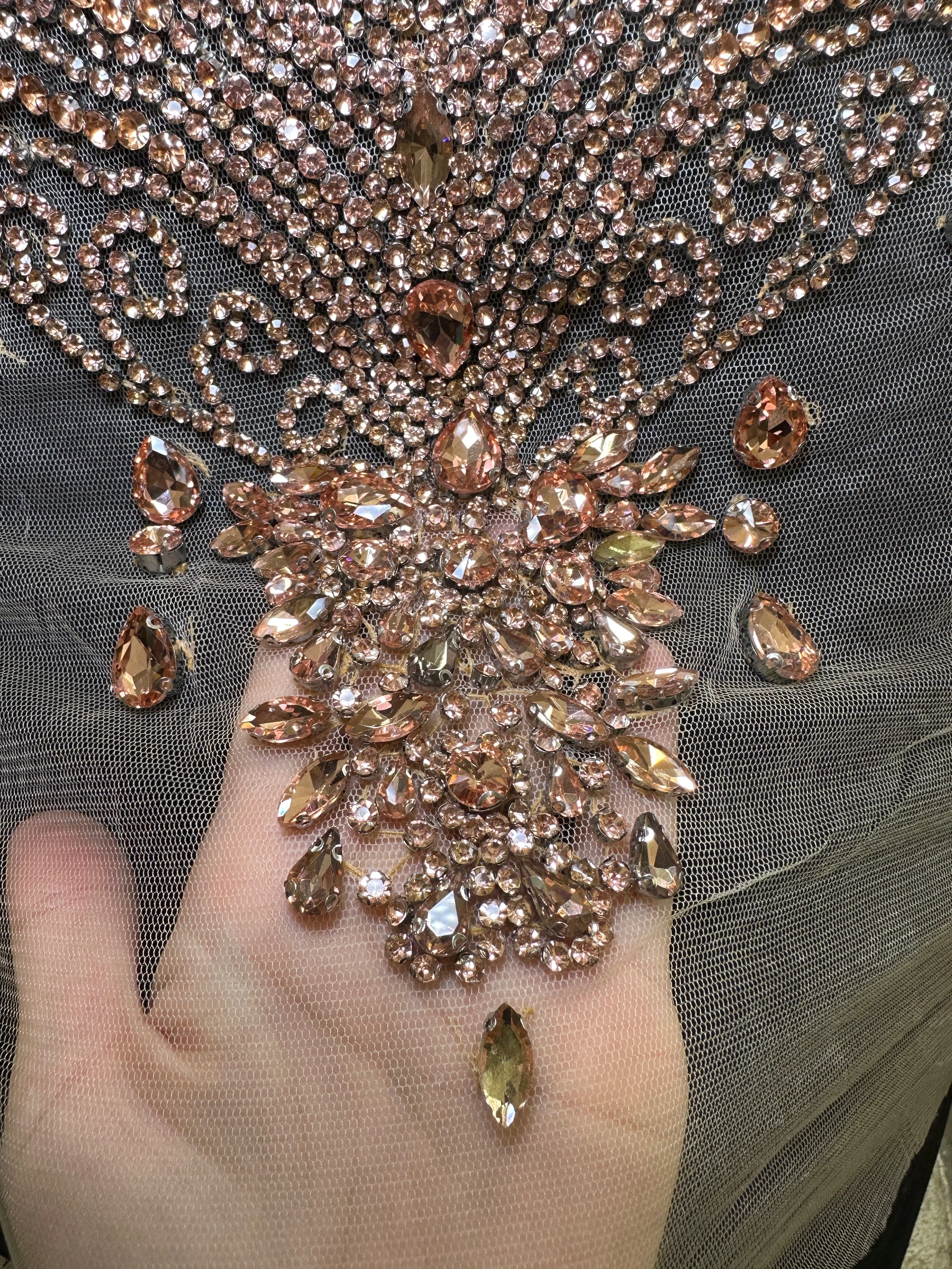 Carla Blush Pink Rhinestones Bodice Applique - Image 6