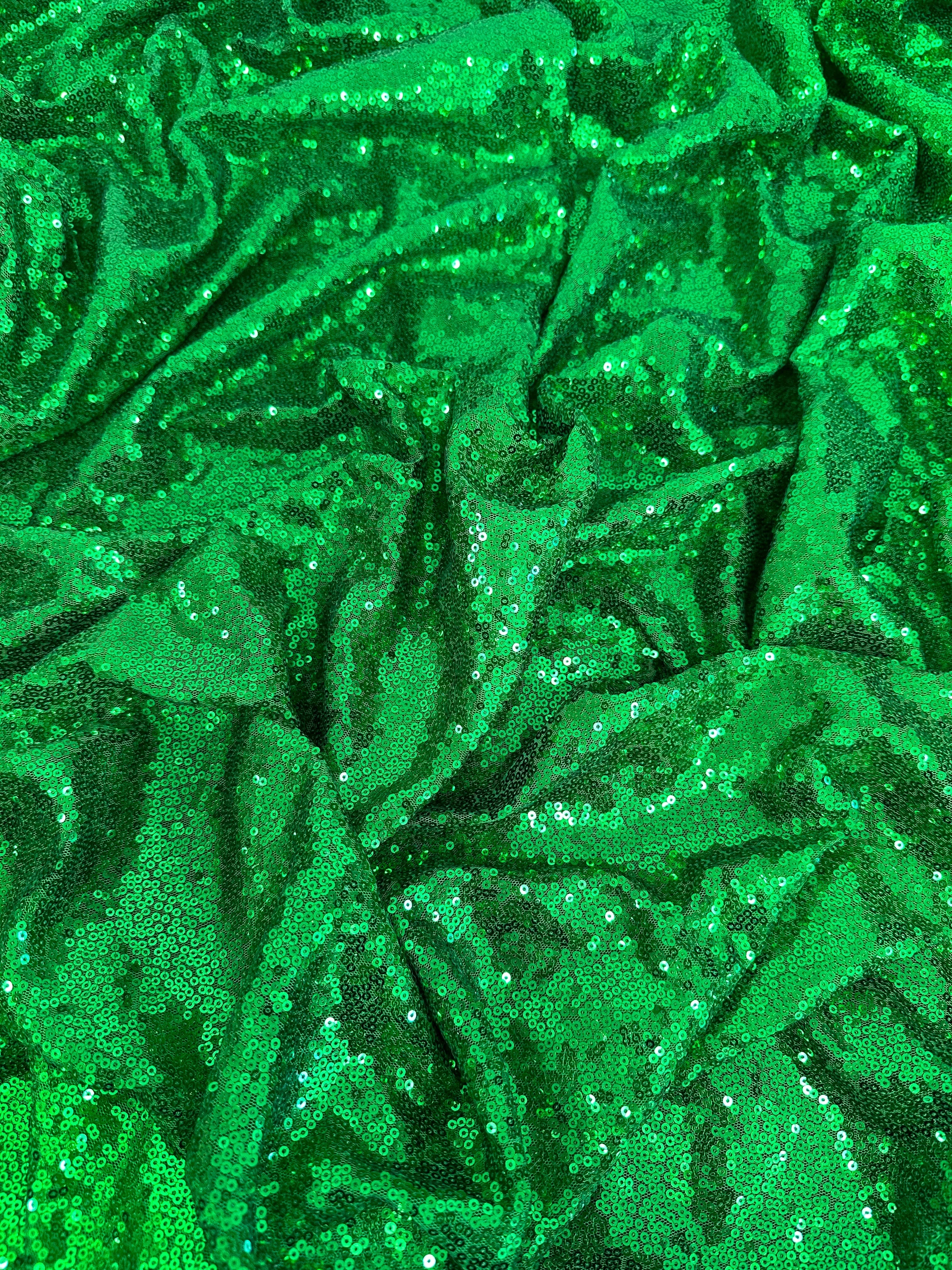 Bright Green Sequin on Mesh