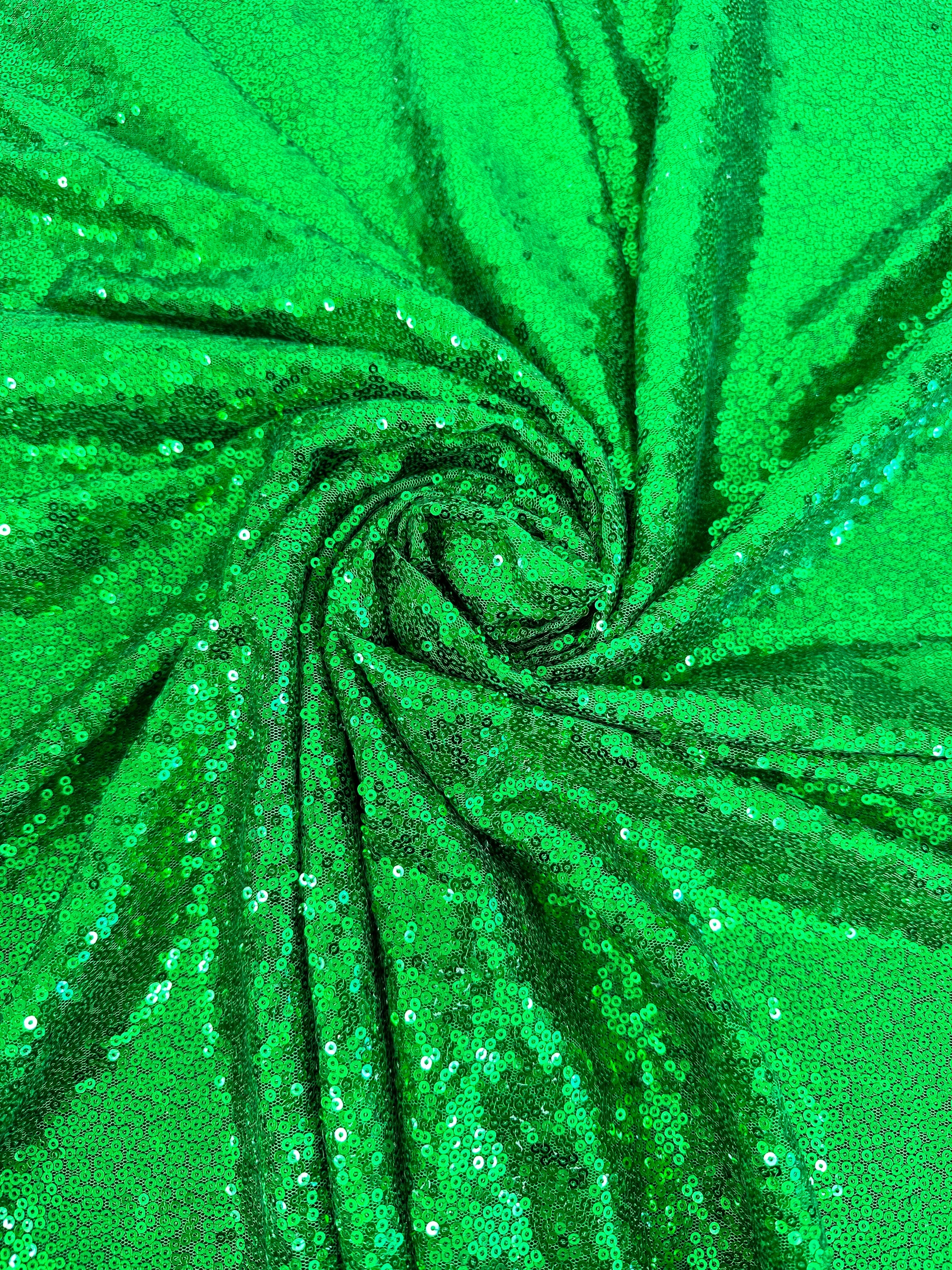 Bright Green Sequin on Mesh - Image 2