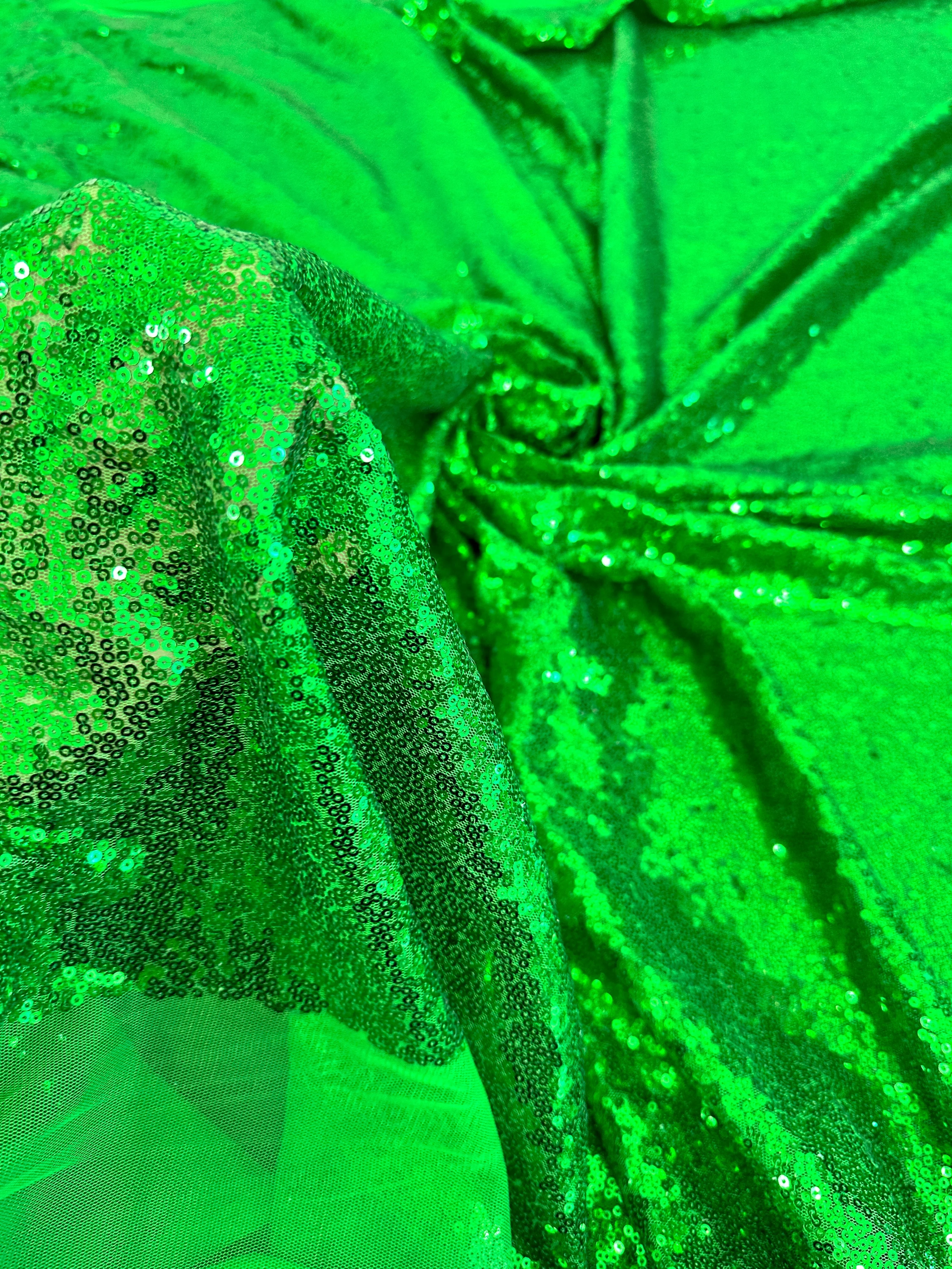 Bright Green Sequin on Mesh - Image 3