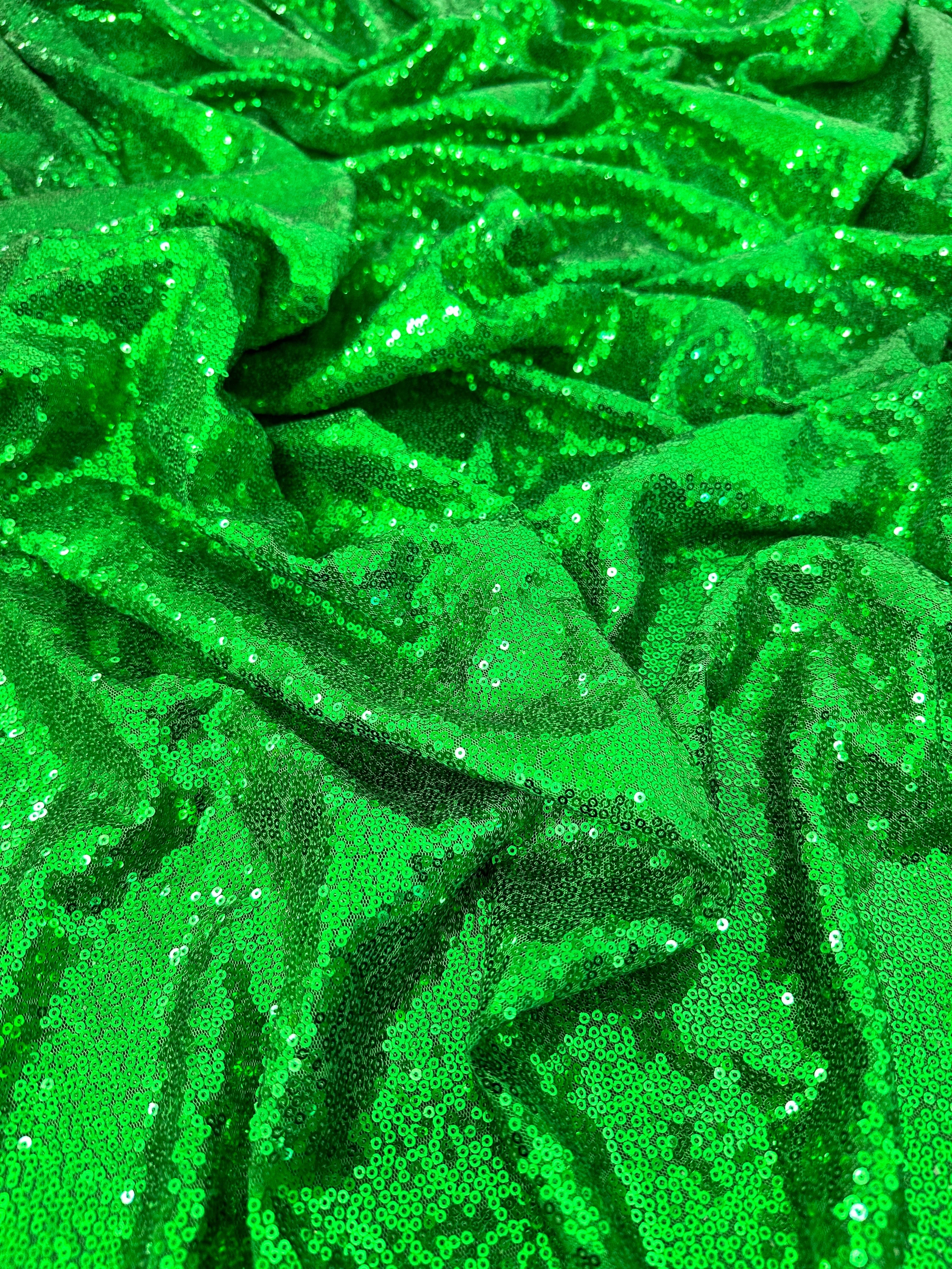 Bright Green Sequin on Mesh - Image 4