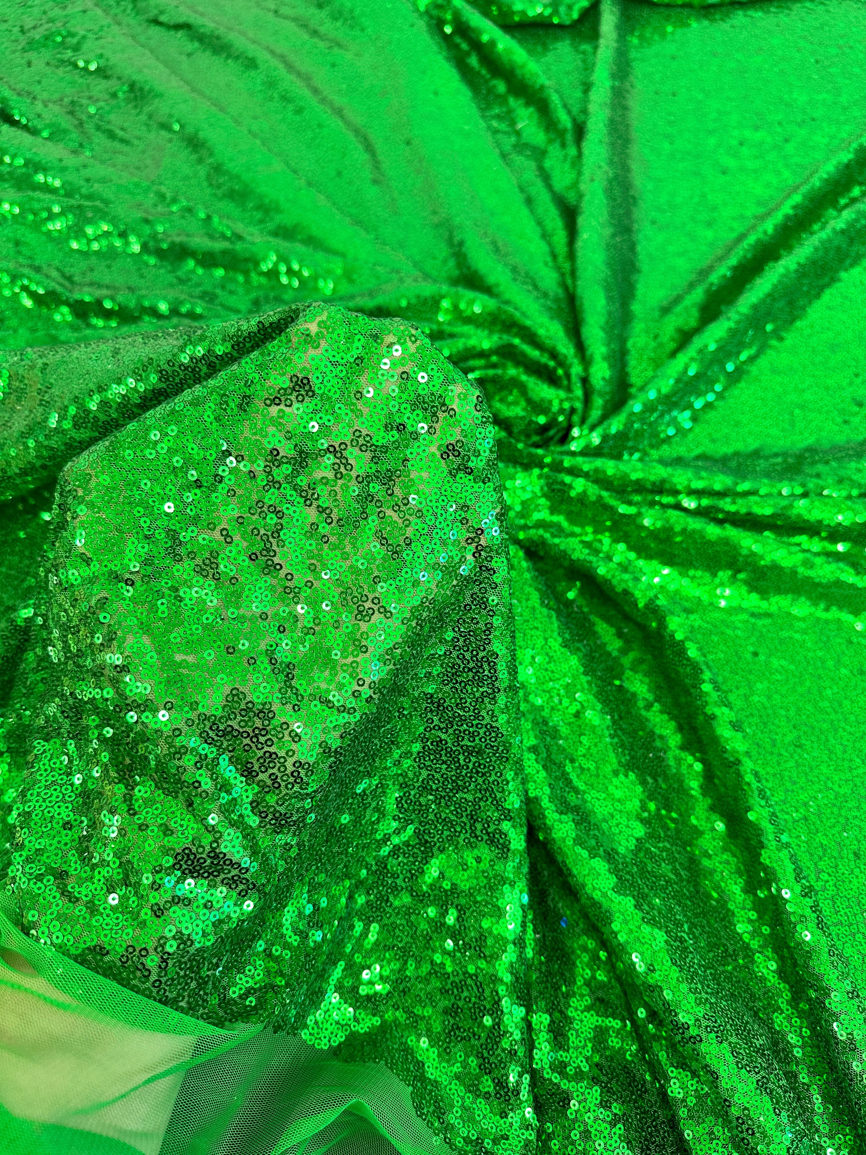 Bright Green Sequin on Mesh - Image 5