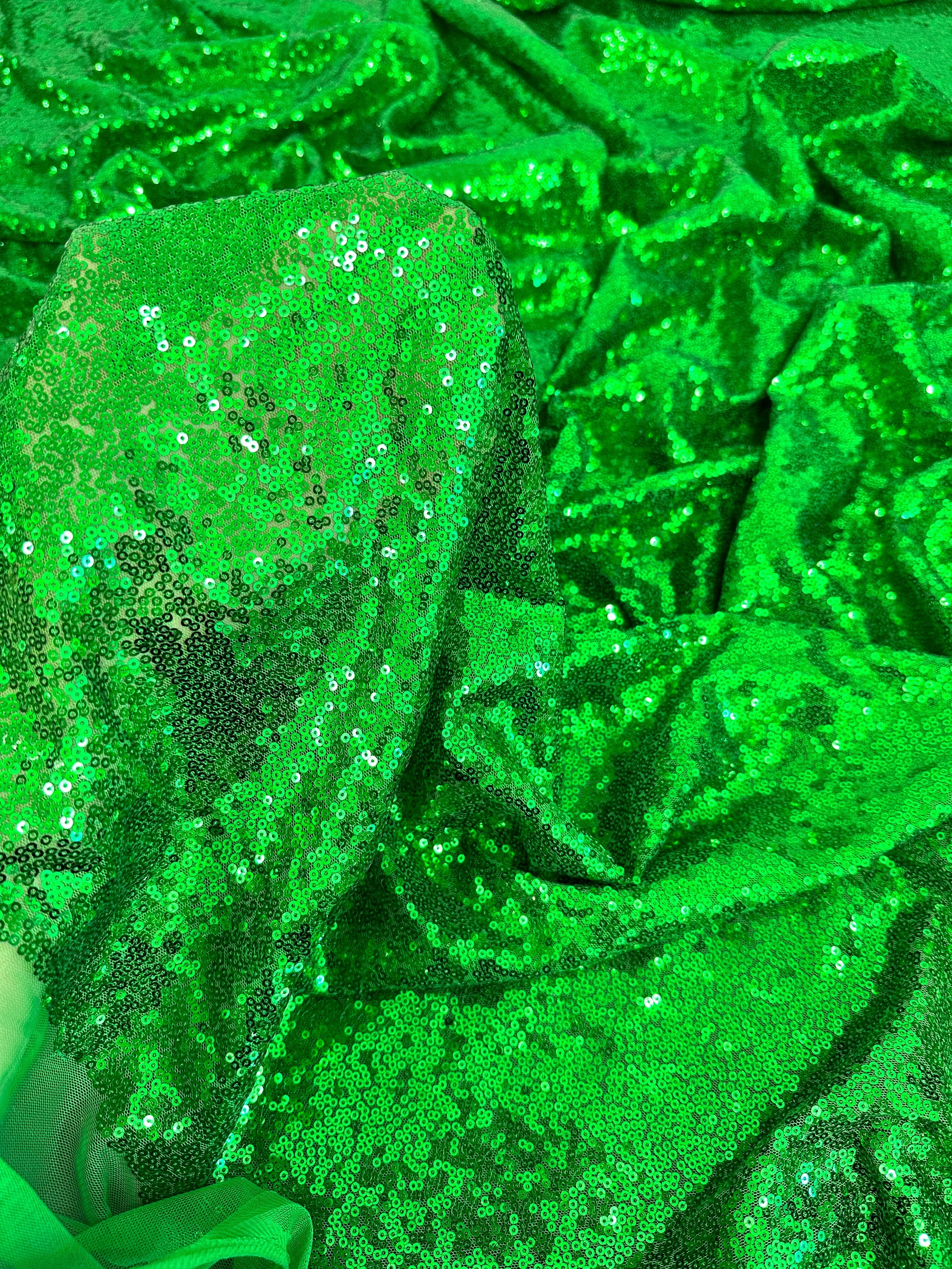 Bright Green Sequin on Mesh - Image 6