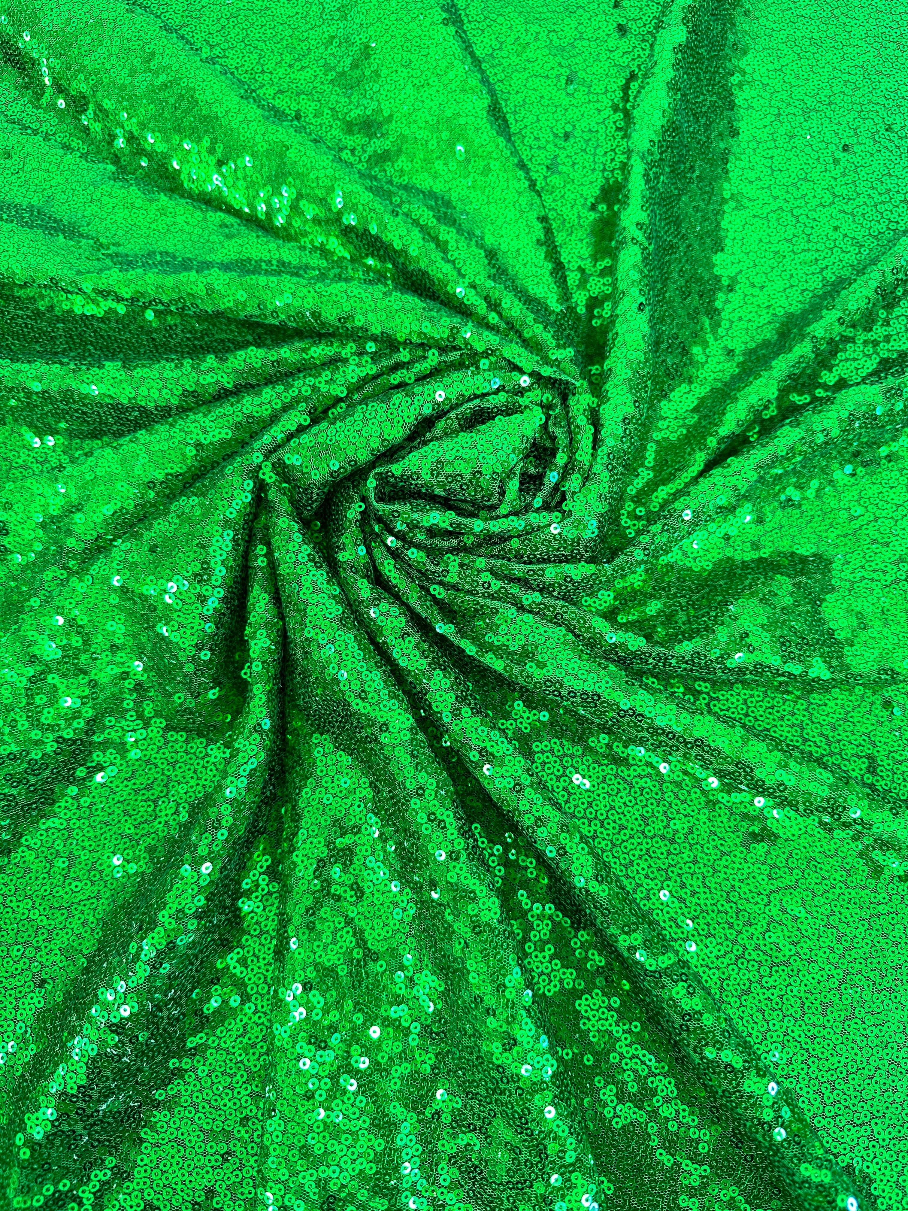 Bright Green Sequin on Mesh - Image 7