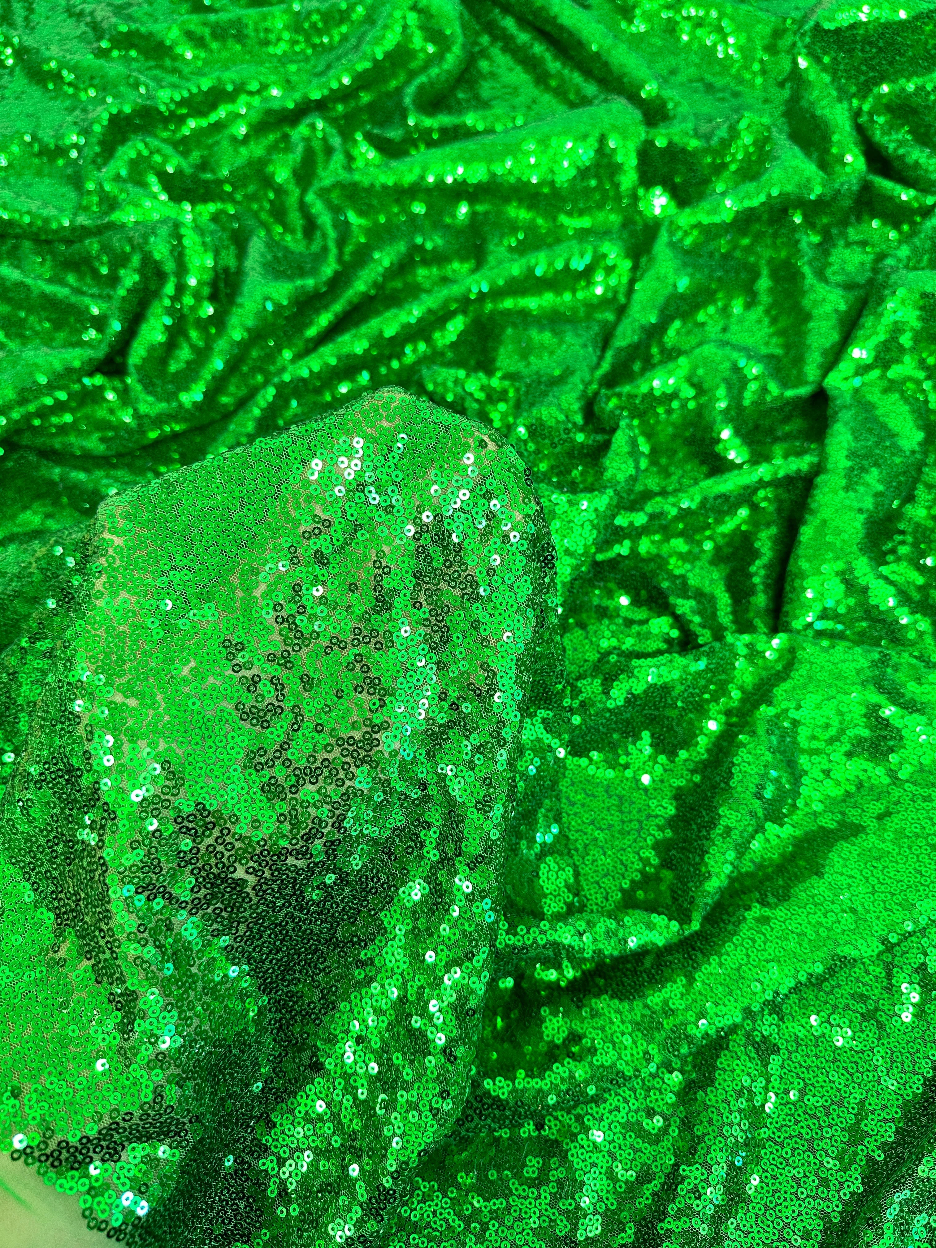Bright Green Sequin on Mesh - Image 8