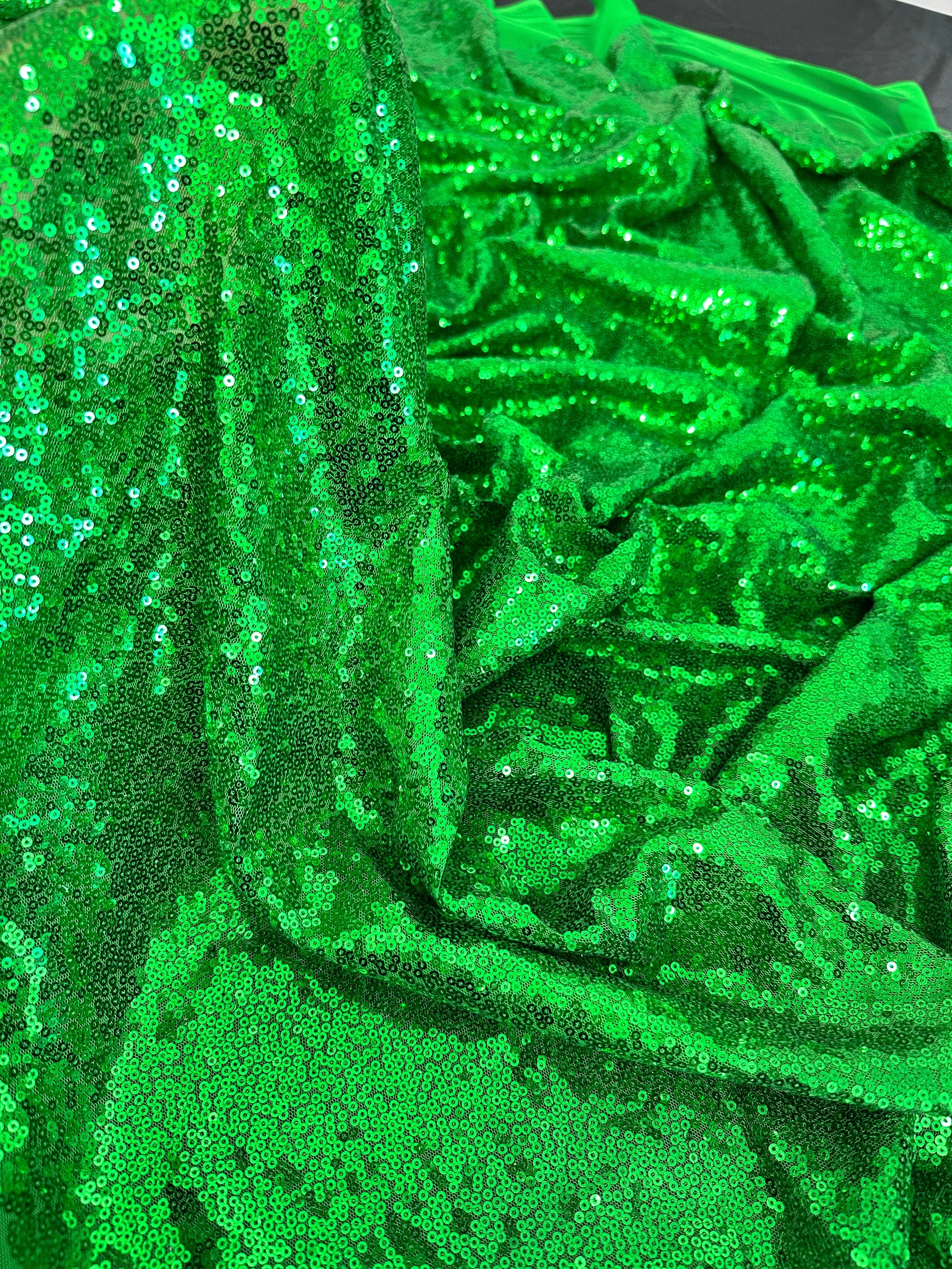 Bright Green Sequin on Mesh - Image 9