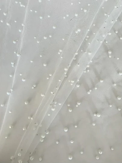 Bright White Pearl Tulle - Image 4