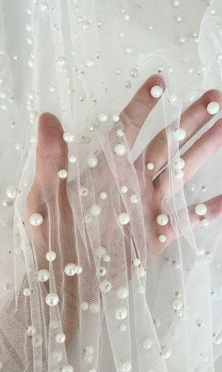 Bright White Pearl Tulle - Image 5