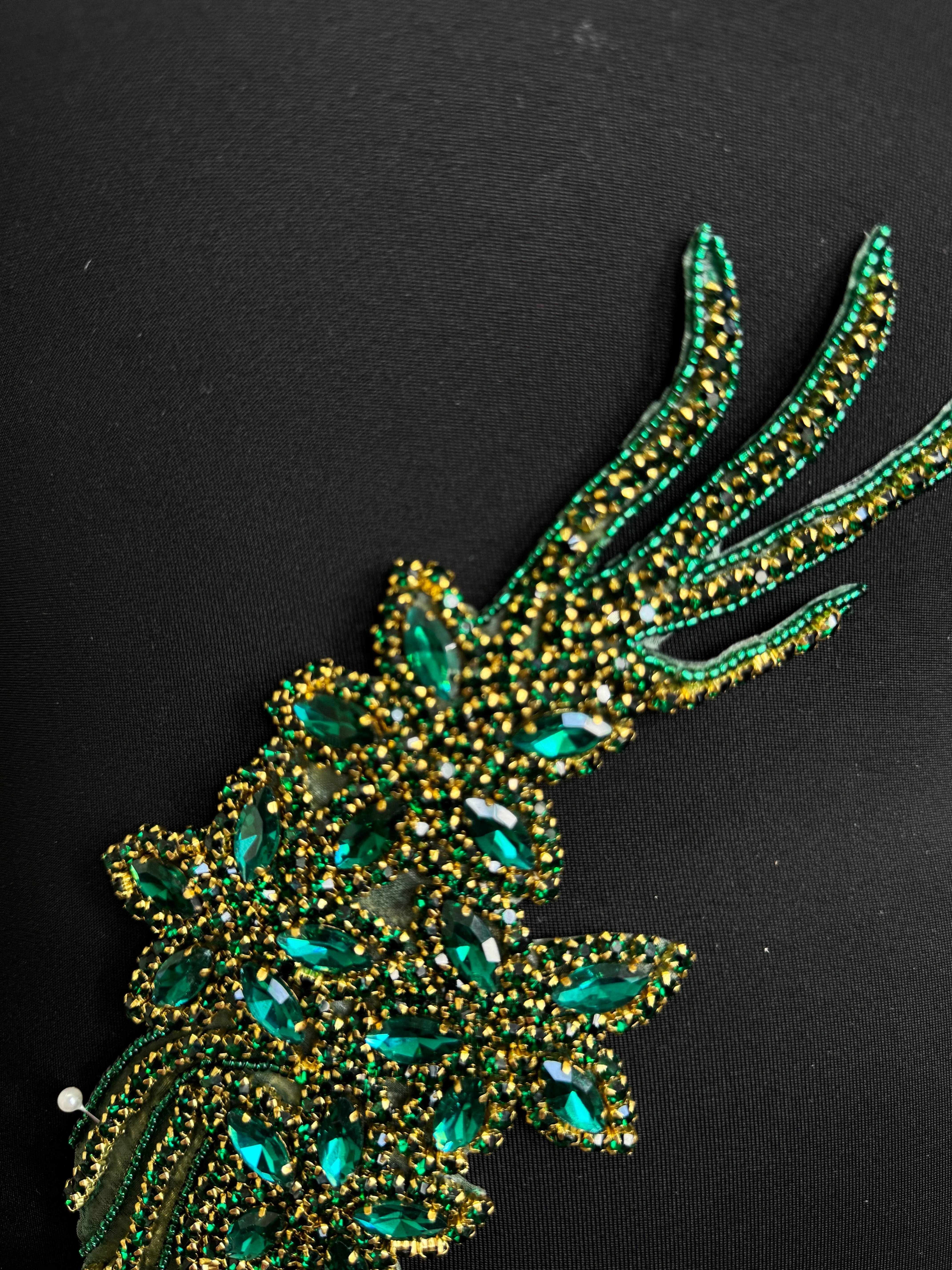 Britney Emerald Green Iron On & Sew On Rhinestones Belt Applique - Image 3