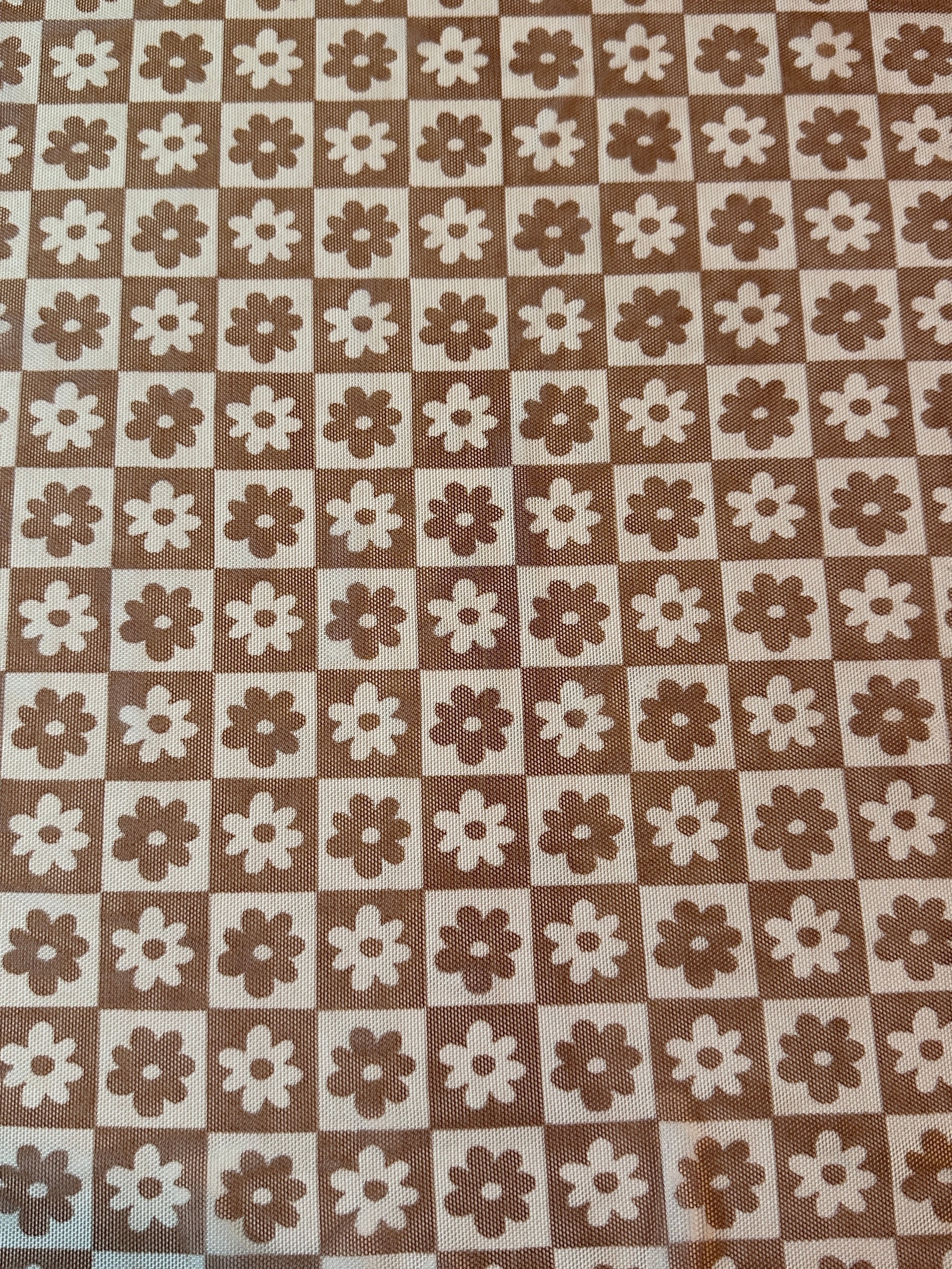 Brown Cream Checkered Power Mesh - Image 2