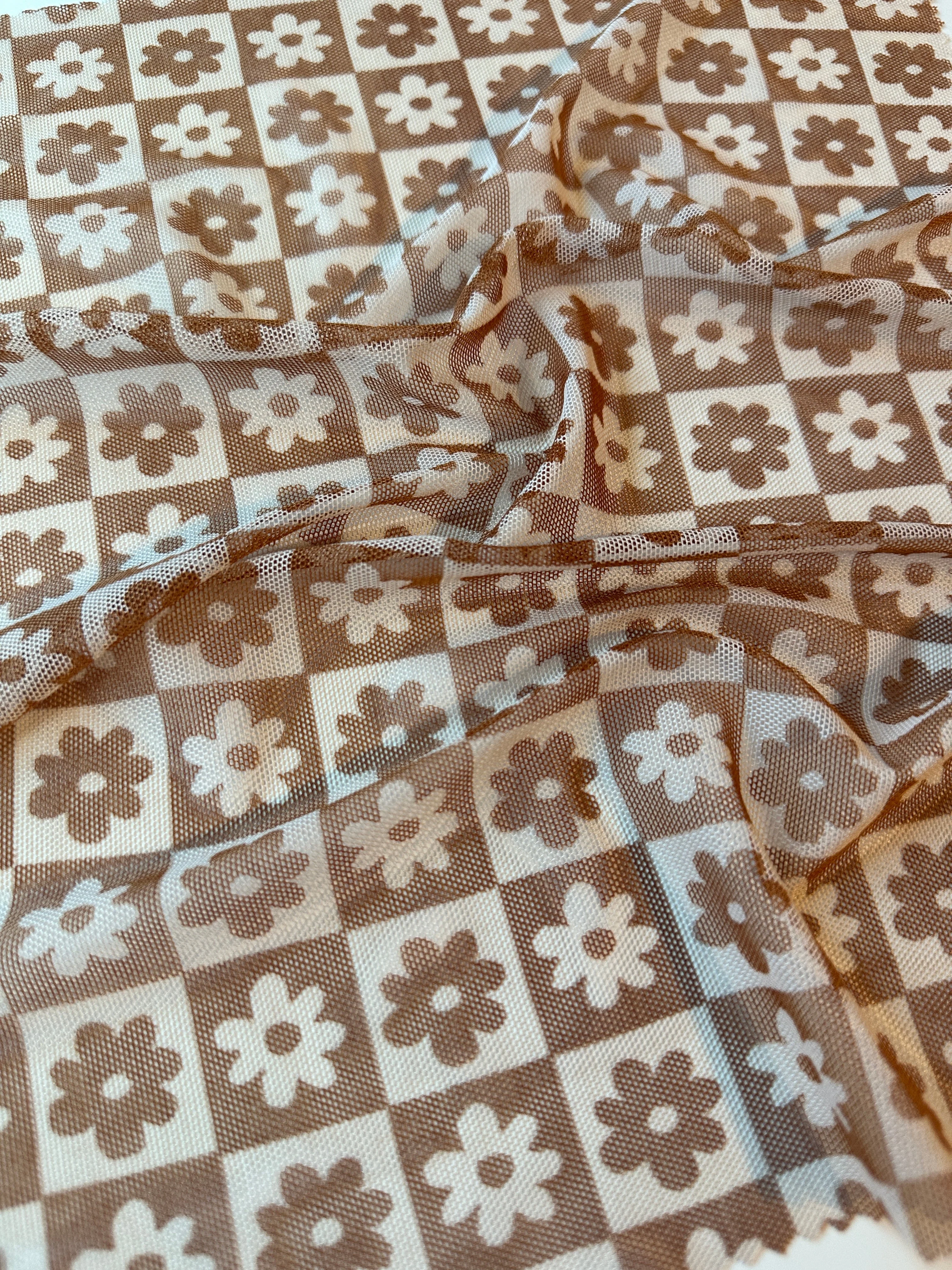 Brown Cream Checkered Power Mesh - Image 5