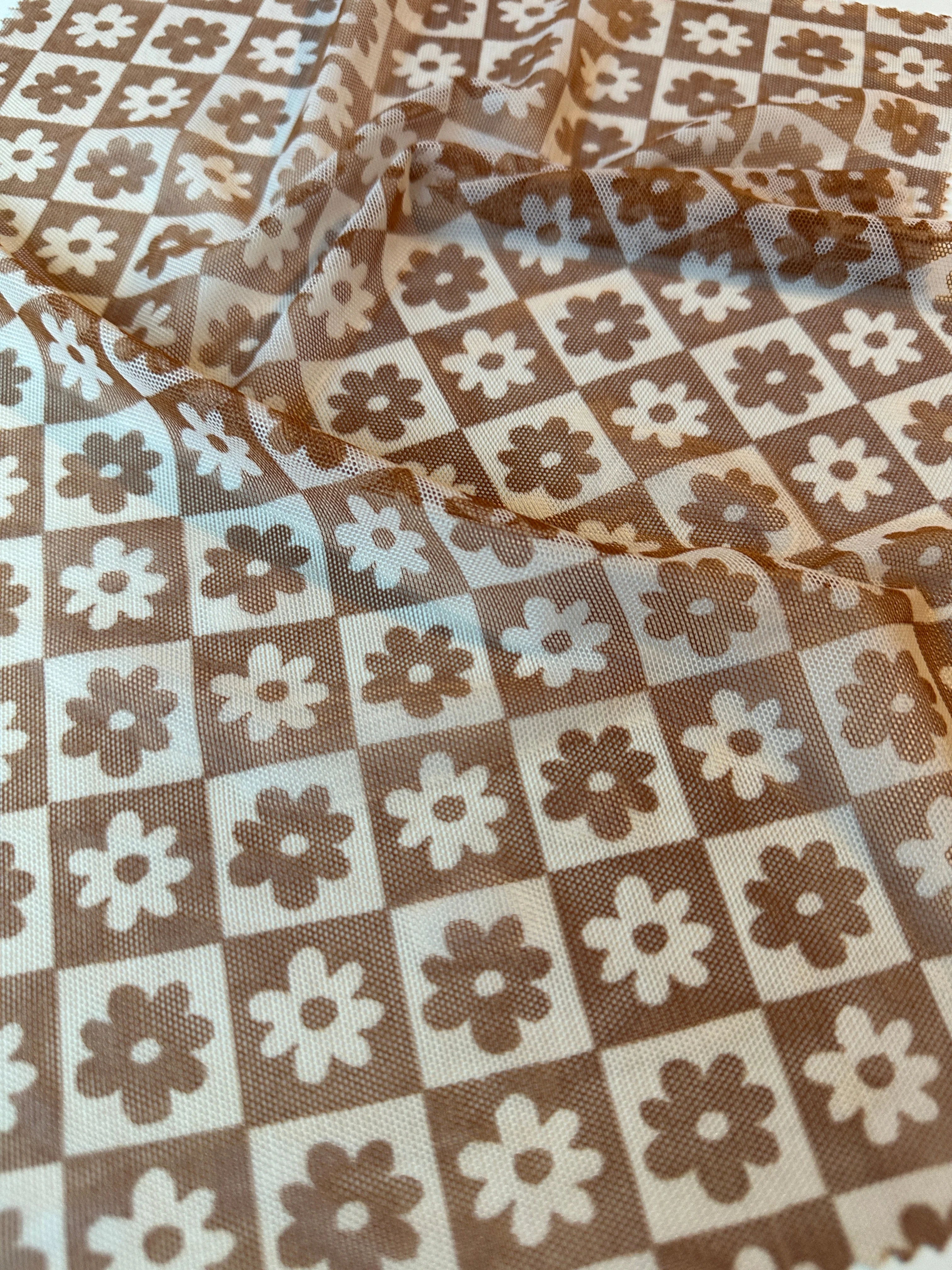 Brown Cream Checkered Power Mesh - Image 7
