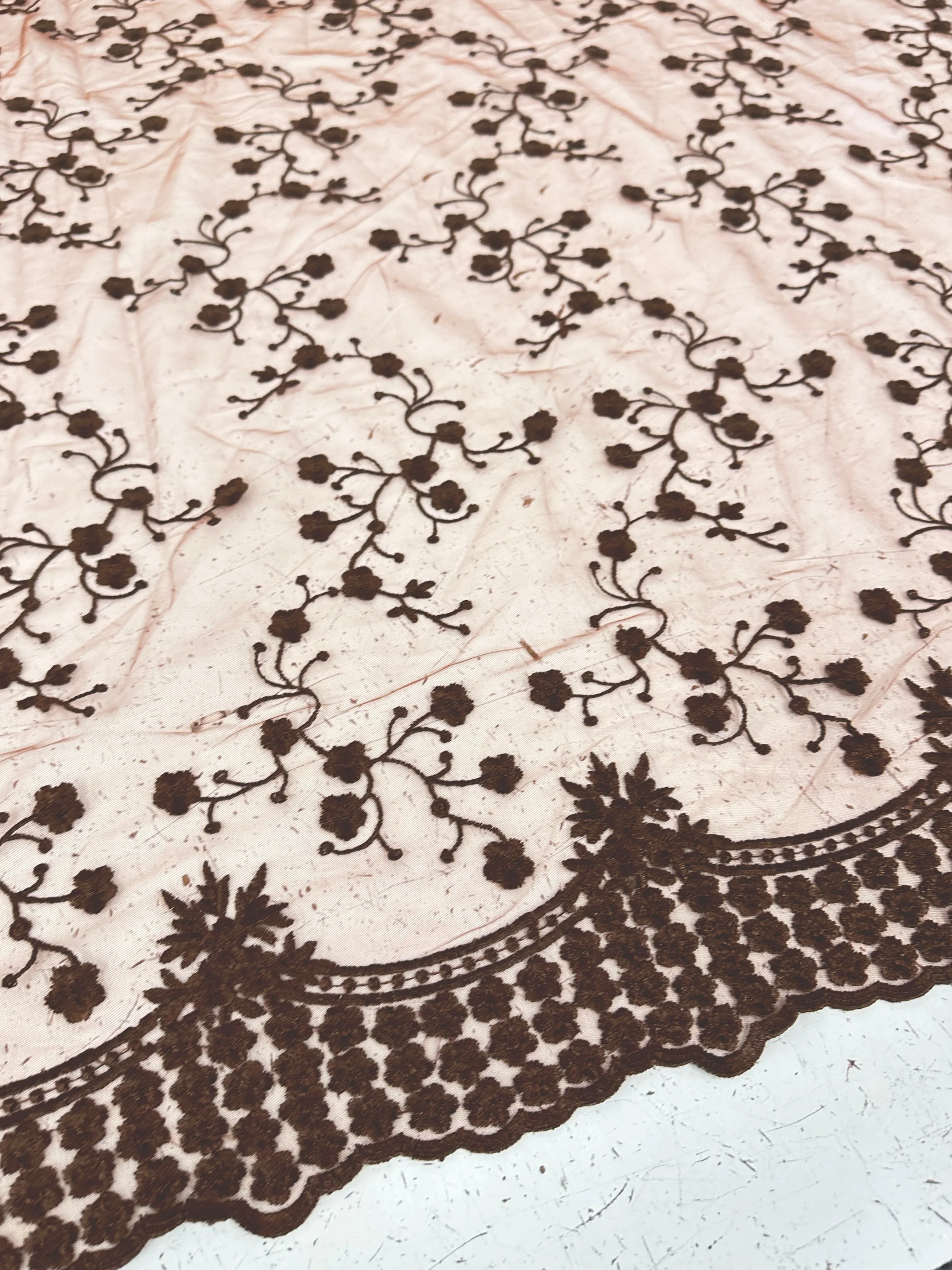 Brown Scalloped Floral Embroidered Lace - Image 4